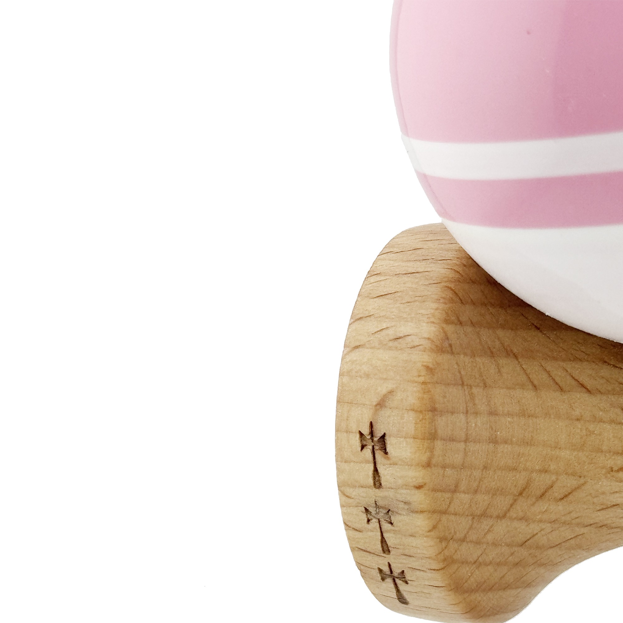 Kendama X Originala, Profesionala, Flippy, Big Cups V2, Super Sticky cu Cupe Mari, din lemn 18 cm, Rulment Metalic cu Ata 55 cm, Roz/Alb