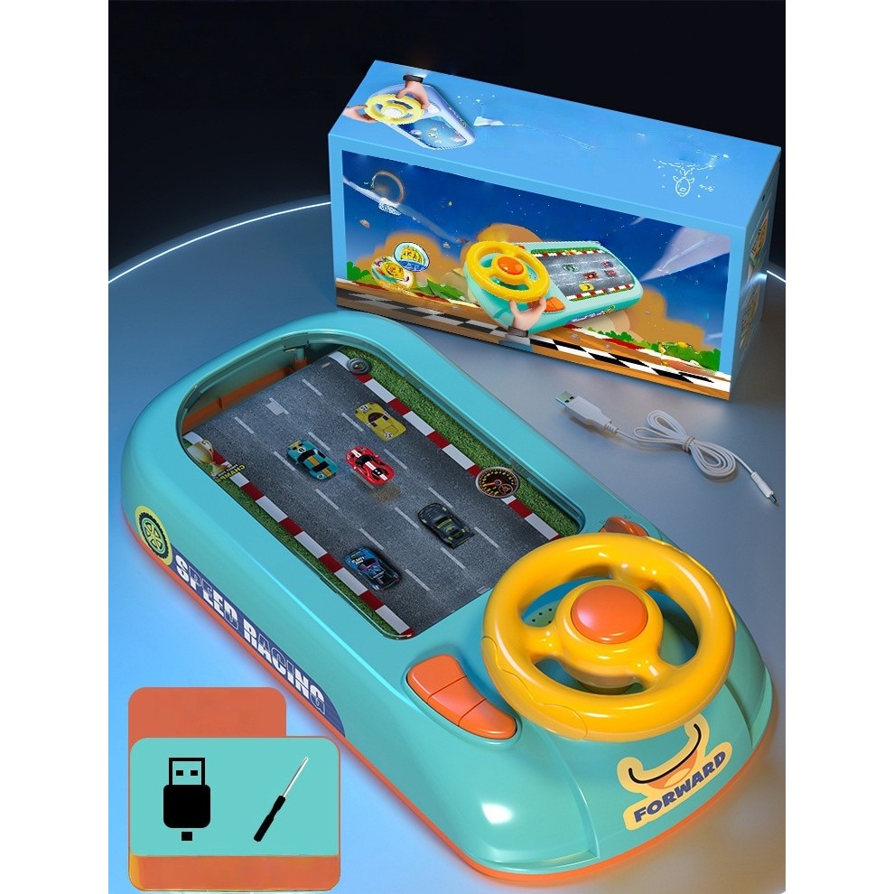 Joc Simulator de Condus, Flippy, 3-6 Ani, Volan Interactiv, Efecte Sonore, din ABS, USB Inclus, Albastru