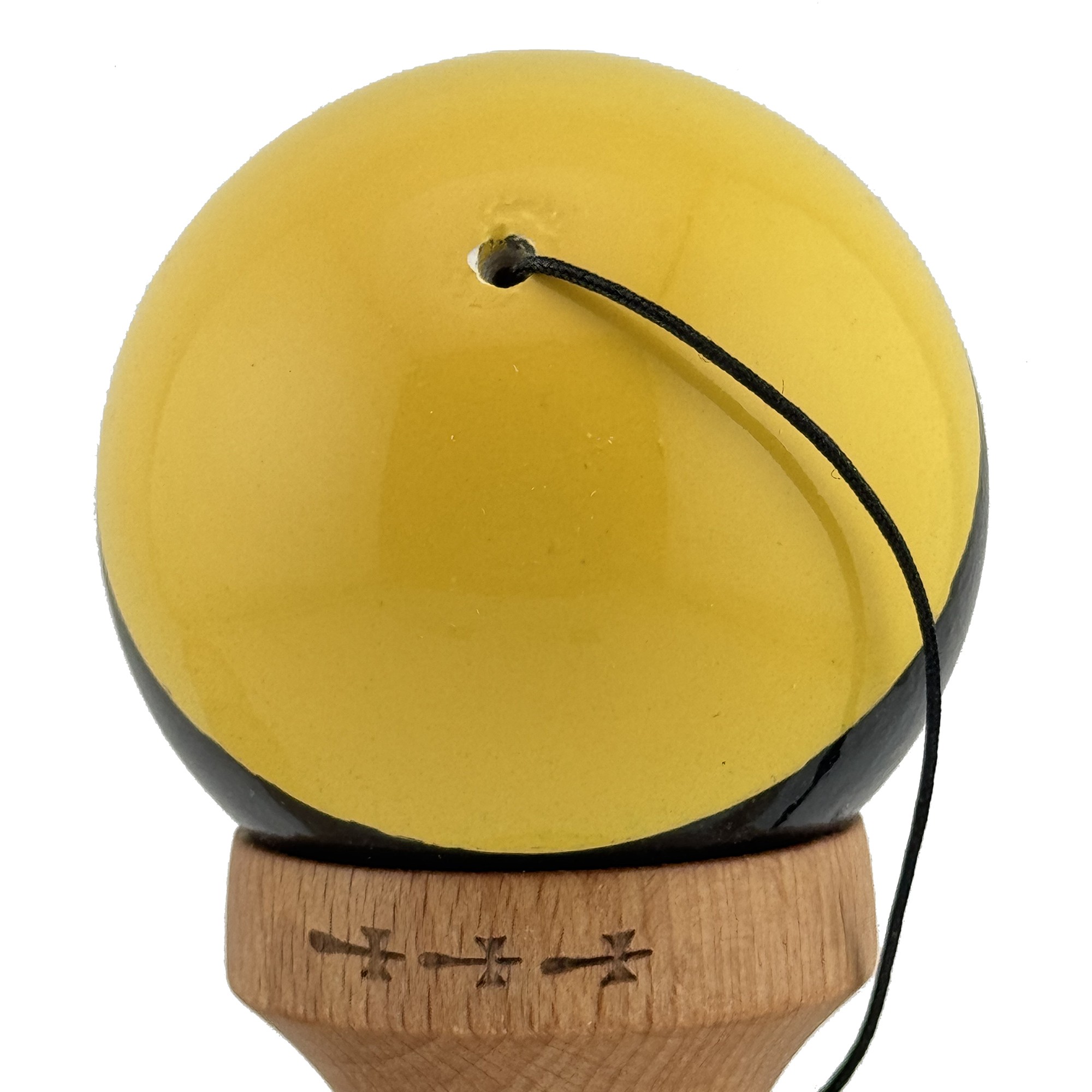 Kendama X Originala, Profesionala, Flippy, Big Cups V2, Super Sticky cu Cupe Mari, Rulment Metalic, din lemn 18 cm, Ata 55 cm, Galben/Negru/Verde