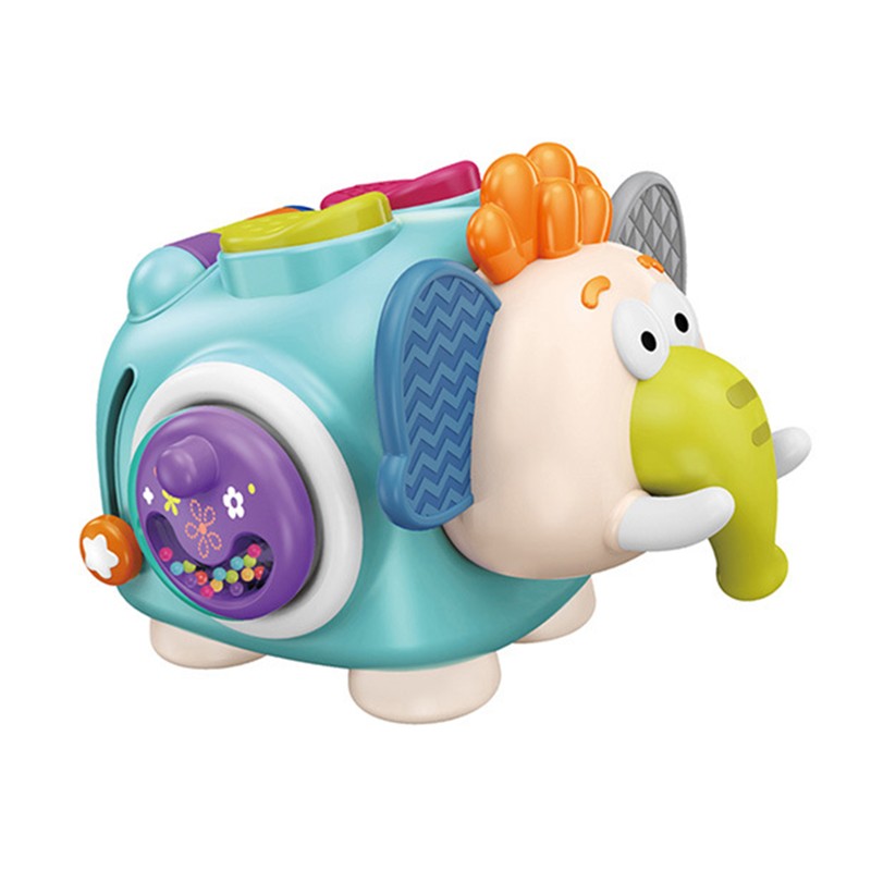 Jucarii educative - Jucarie interactiva Montessori, Flippy, Jucarie pentru Bebelusi, Model Elefant Dragut, din Plastic rezistent, Varsta 18+ luni, 21 x 16 x 14 cm, Verde deschis