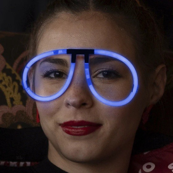 Ochelari Decorativi, Flippy, din Plastic, Fluorescenti, Accesoriu Petrecere, Albastru