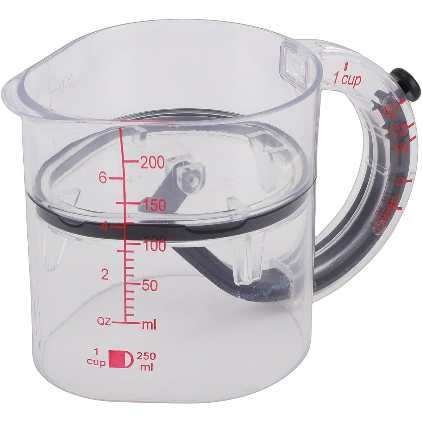 Accesorii Bucătărie - Cana de Masurat, Flippy, cu Maner, Reglabila, din ABS si Silicon, 250 ml, Transparent