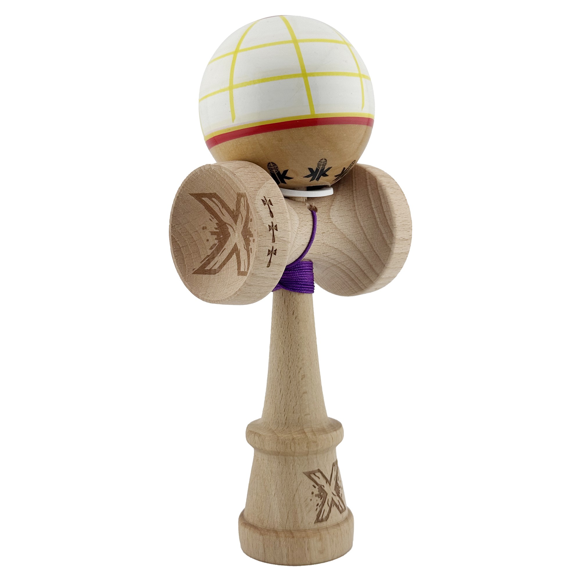 ✨TOATE PRODUSELE✨ - Kendama X Originala, Profesionala, , Legendary Glob, Cupe Mari KING SIZE V3, Super Sticky, Gaura in Baza, Rulment Metalic, din lemn 18 cm, Ata 55 cm, Alb/Galben/Rosu