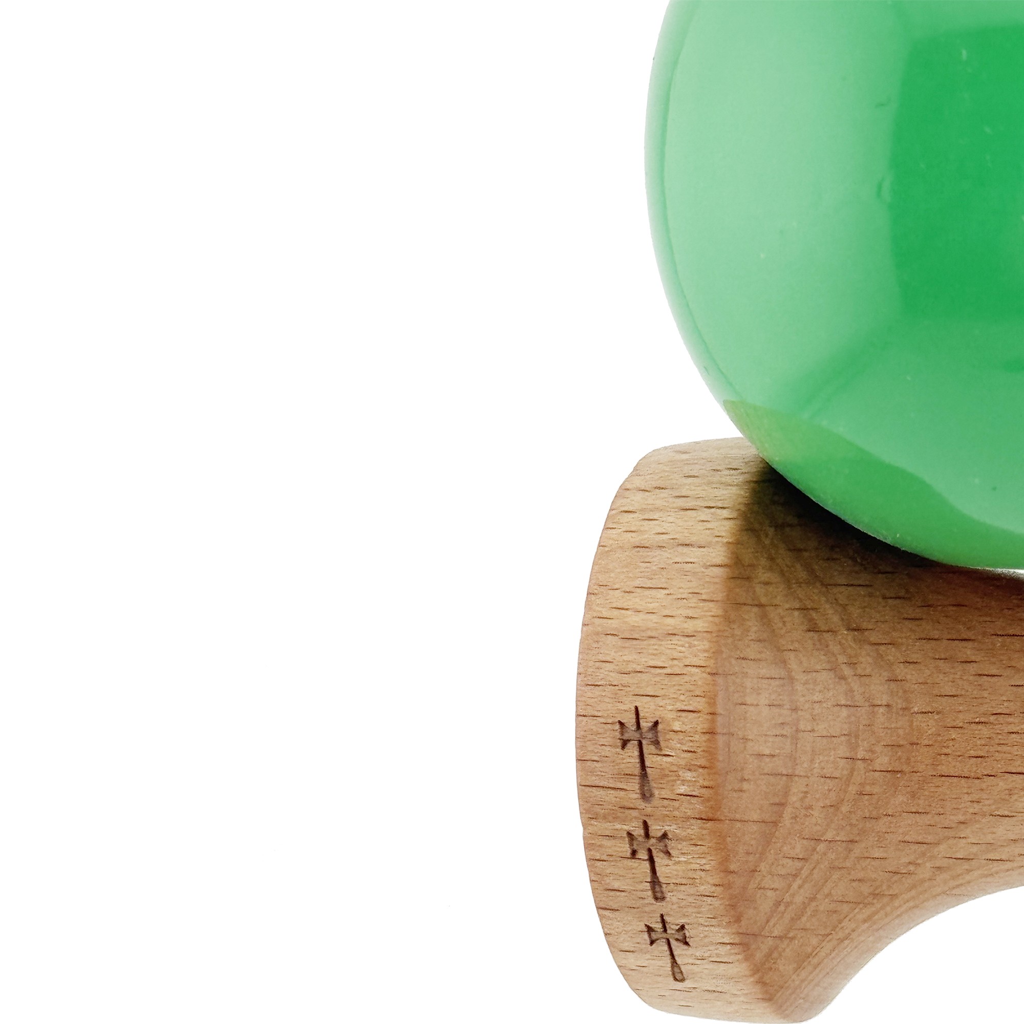 Kendama X Originala, Profesionala, Flippy, Big Cups V2, Super Sticky cu Cupe Mari, Rulment Metalic, din lemn 18 cm, Ata 55 cm, Albastru/Verde
