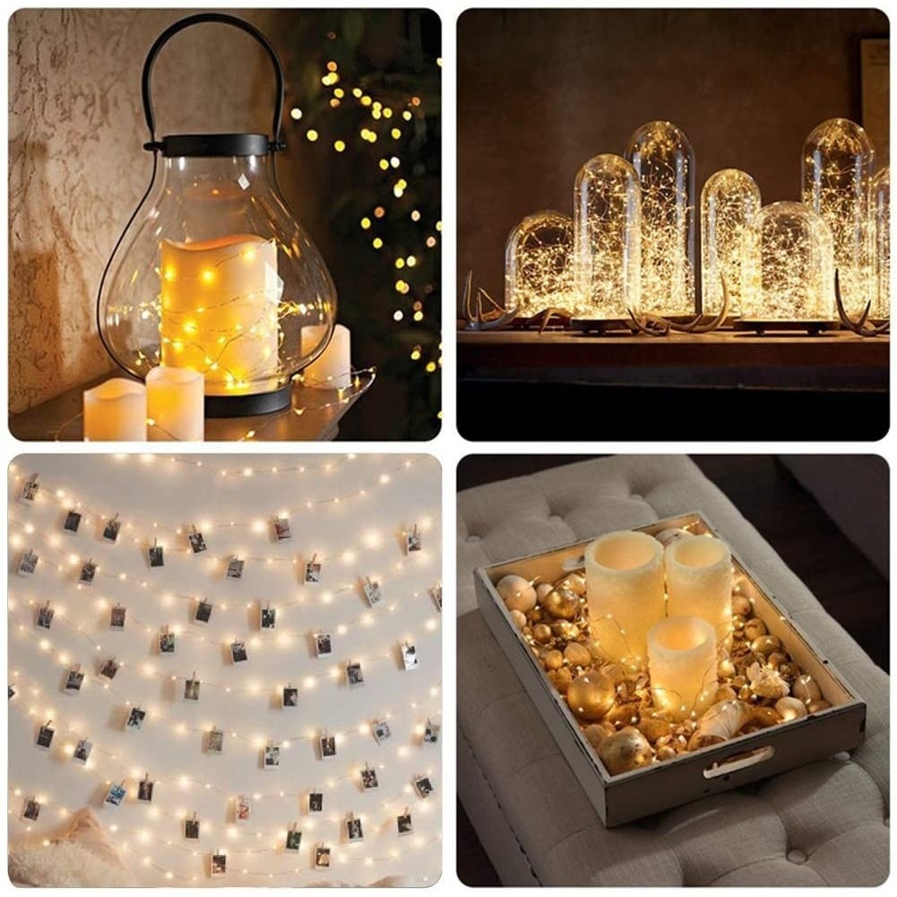 Instalatie de Craciun Liniara, Flippy®, Tip Liniara, Fir Cupru, 8 Jocuri de Lumini, cu Telecomanda, 5 m, 50 Led-uri, Alimentare USB, 4.5V, Alb Cald