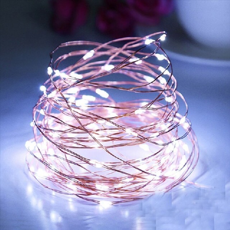 Instalatie de Craciun Liniara, Flippy®, Tip Liniara, Fir Cupru, 8 Jocuri de Lumini, cu Telecomanda, 10 m, 100 Led-uri, Alimentare USB, 4.5V, Alb Rece