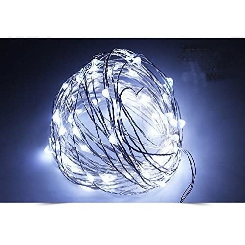 Instalatie de Craciun Liniara, Flippy®, Tip Liniara, Fir Cupru, 8 Jocuri de Lumini, cu Telecomanda, 10 m, 100 Led-uri, Alimentare USB, 4.5V, Alb Rece