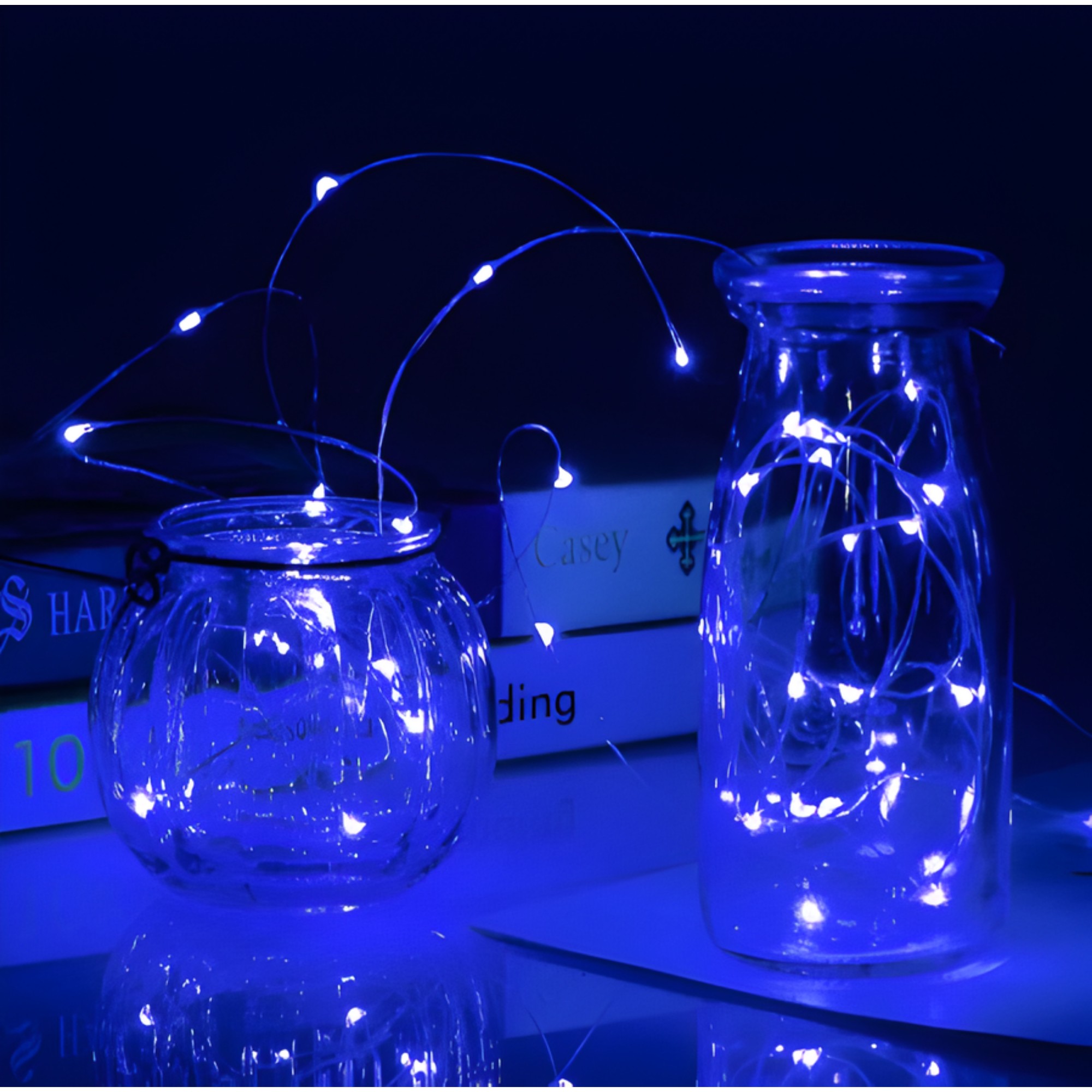 Instalatie de Craciun Liniara, Flippy®, Tip Liniara, Fir Cupru, 8 Jocuri de Lumini, cu Telecomanda, 10 m, 100 Led-uri, Alimentare USB, 4.5V, Albastru