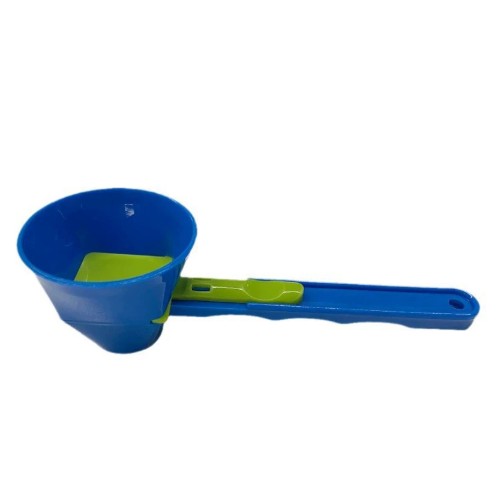 Lingura pentru Proteine, Flippy, Lingura cu Palnie Culisanta, Lingura Dozator pentru Lapte Praf si Suplimente, 12.5 cm, Albastru