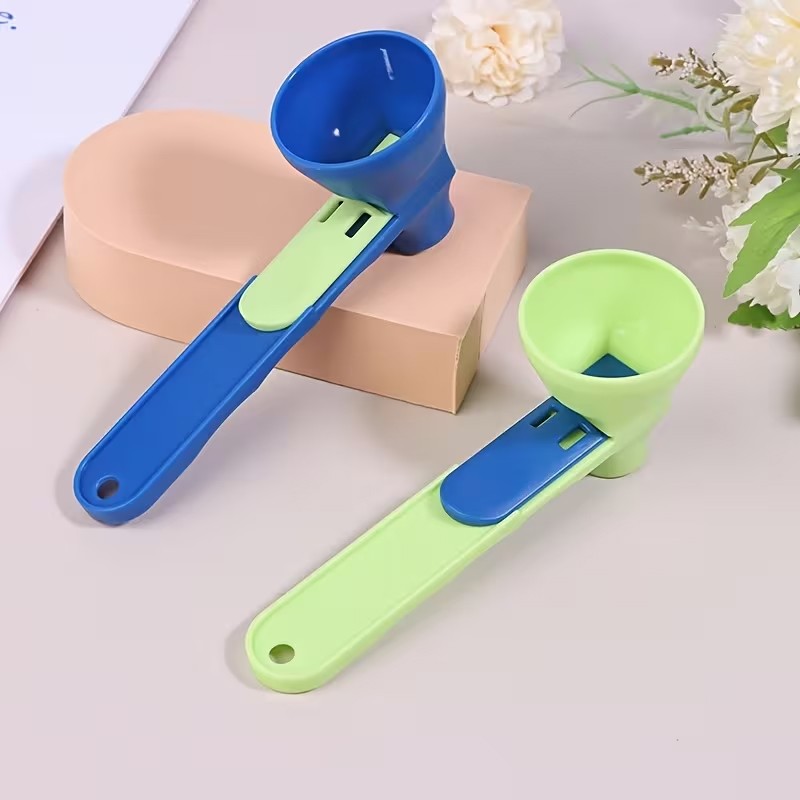 Lingura pentru Proteine, Flippy, Lingura cu Palnie Culisanta, Lingura Dozator pentru Lapte Praf si Suplimente, 12.5 cm, Verde
