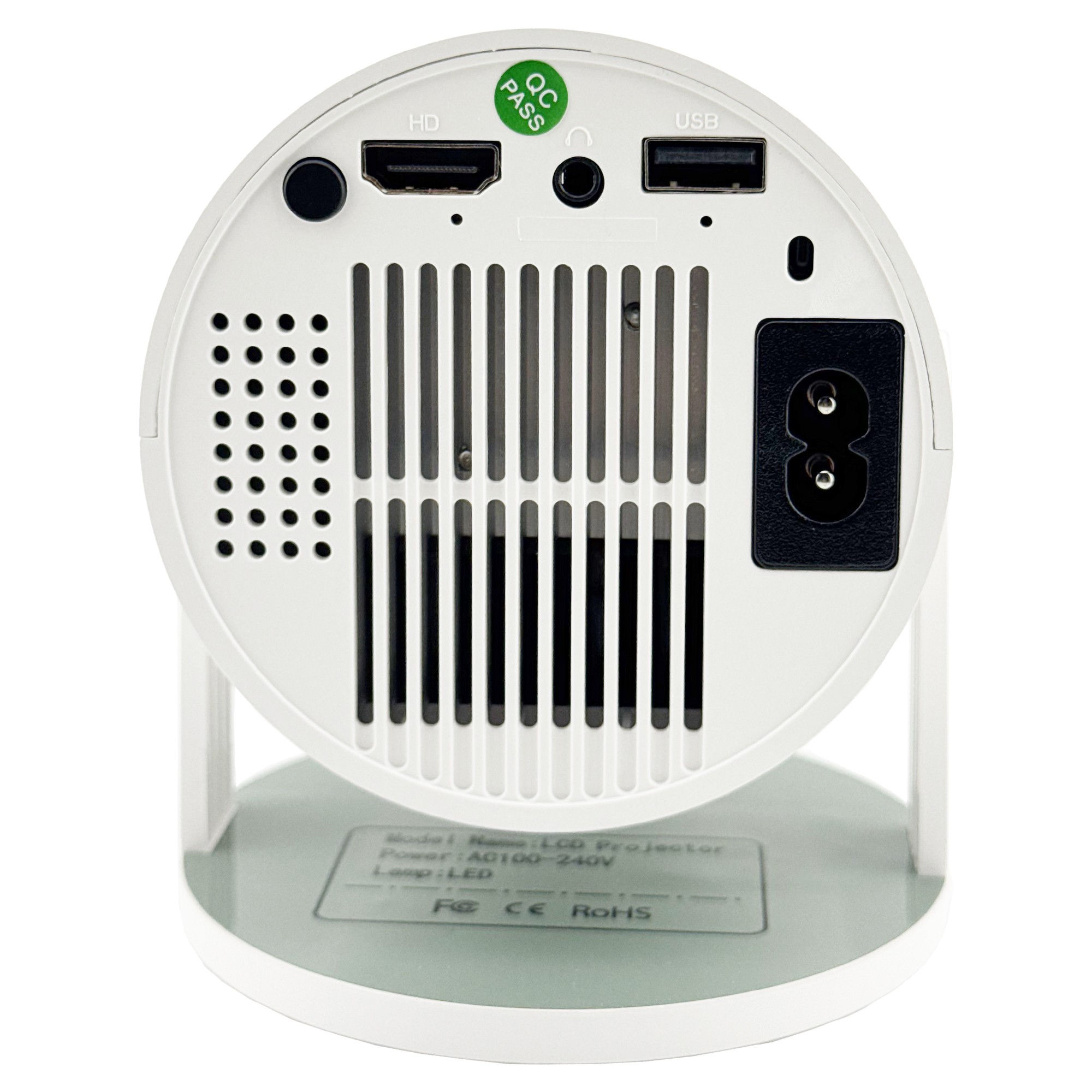 Video Proiector Portabil cilindric HY300PRO, Flippy, Inteligent, Full HD 1080 x 1280, Wireless, Compatibil cu Android/iOS, 17 x 10 x 9 cm, Alb