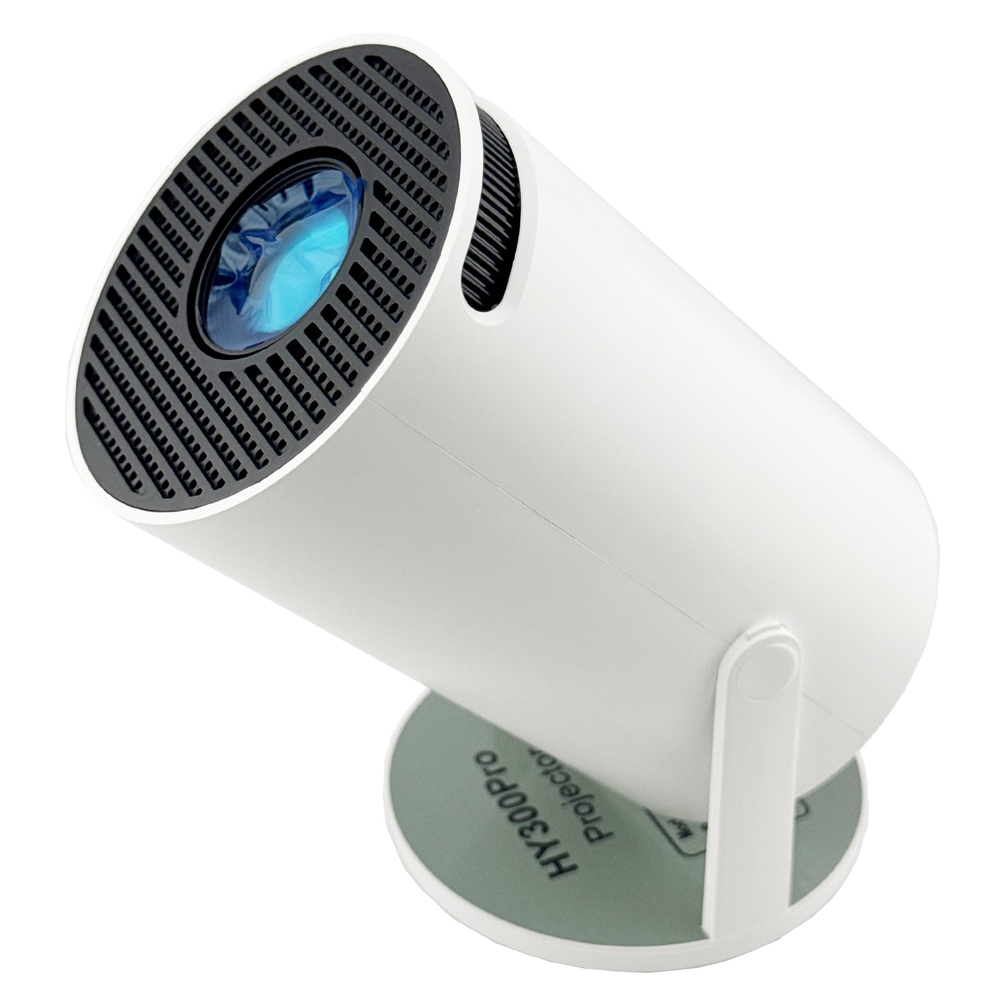 Video Proiector Portabil cilindric HY300PRO, Flippy, Inteligent, Full HD 1080 x 1280, Wireless, Compatibil cu Android/iOS, 17 x 10 x 9 cm, Alb