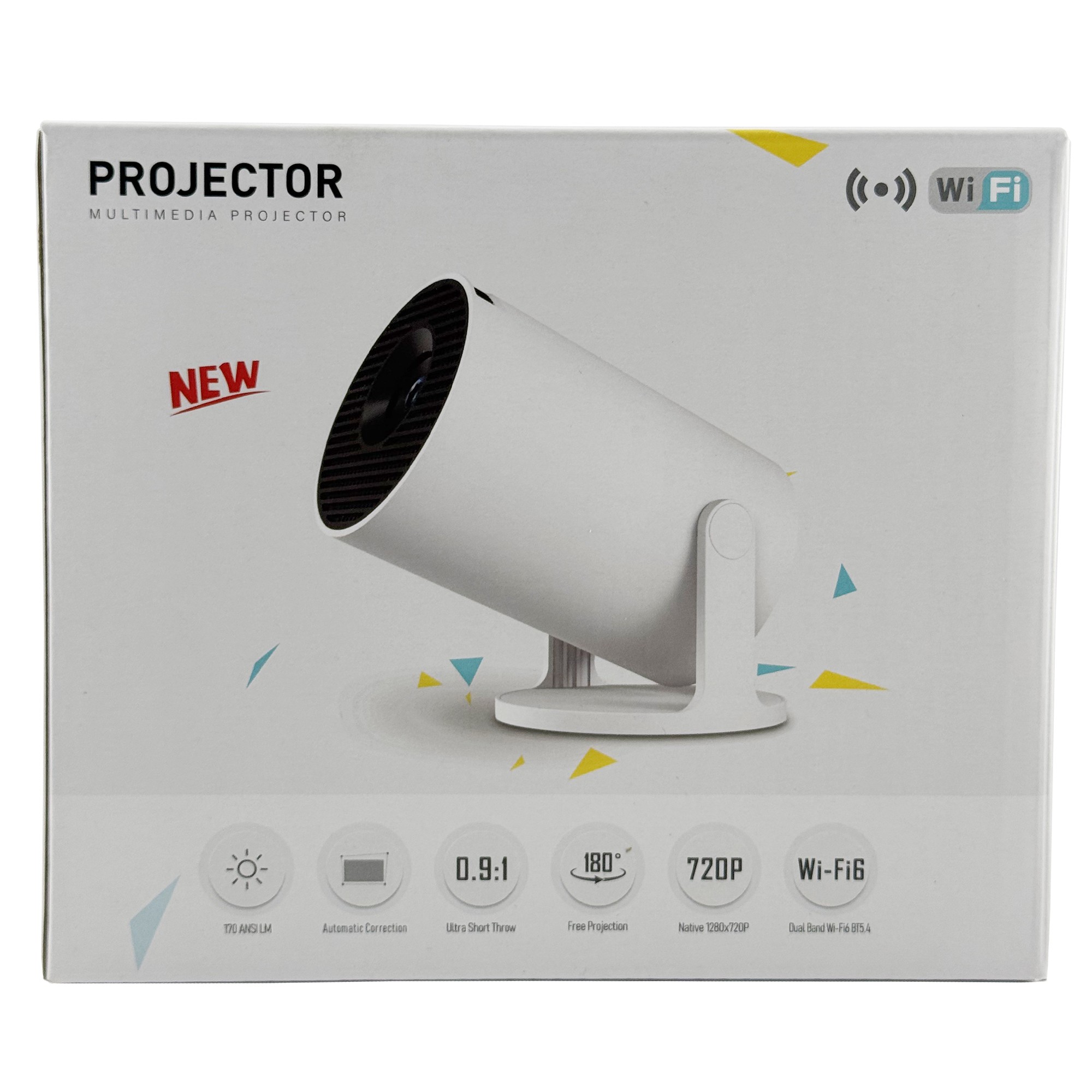 Video Proiector Portabil cilindric HY300PRO+, Flippy, Inteligent, ULTRA HD 1920 x 1080, Wireless, Compatibil cu Android/iOS, 13 x 11 x 9 cm, Alb