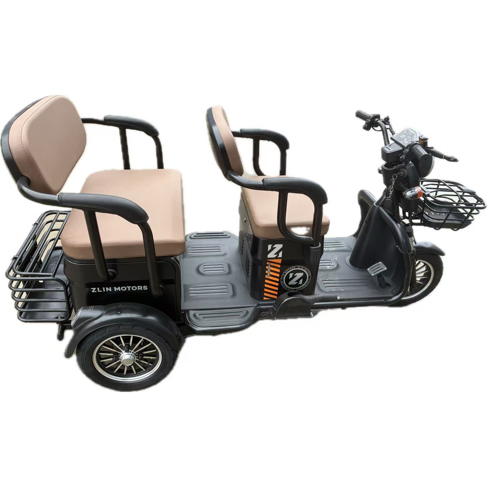 Triciclu Electric V6, Saige, Fara Permis, cu Doua Locuri, Motor 1800W, Baterie 72V24Ah, Autonomie 60km, 220x88x105 cm, Viteza Maxima 25km/h, Negru OldStyle