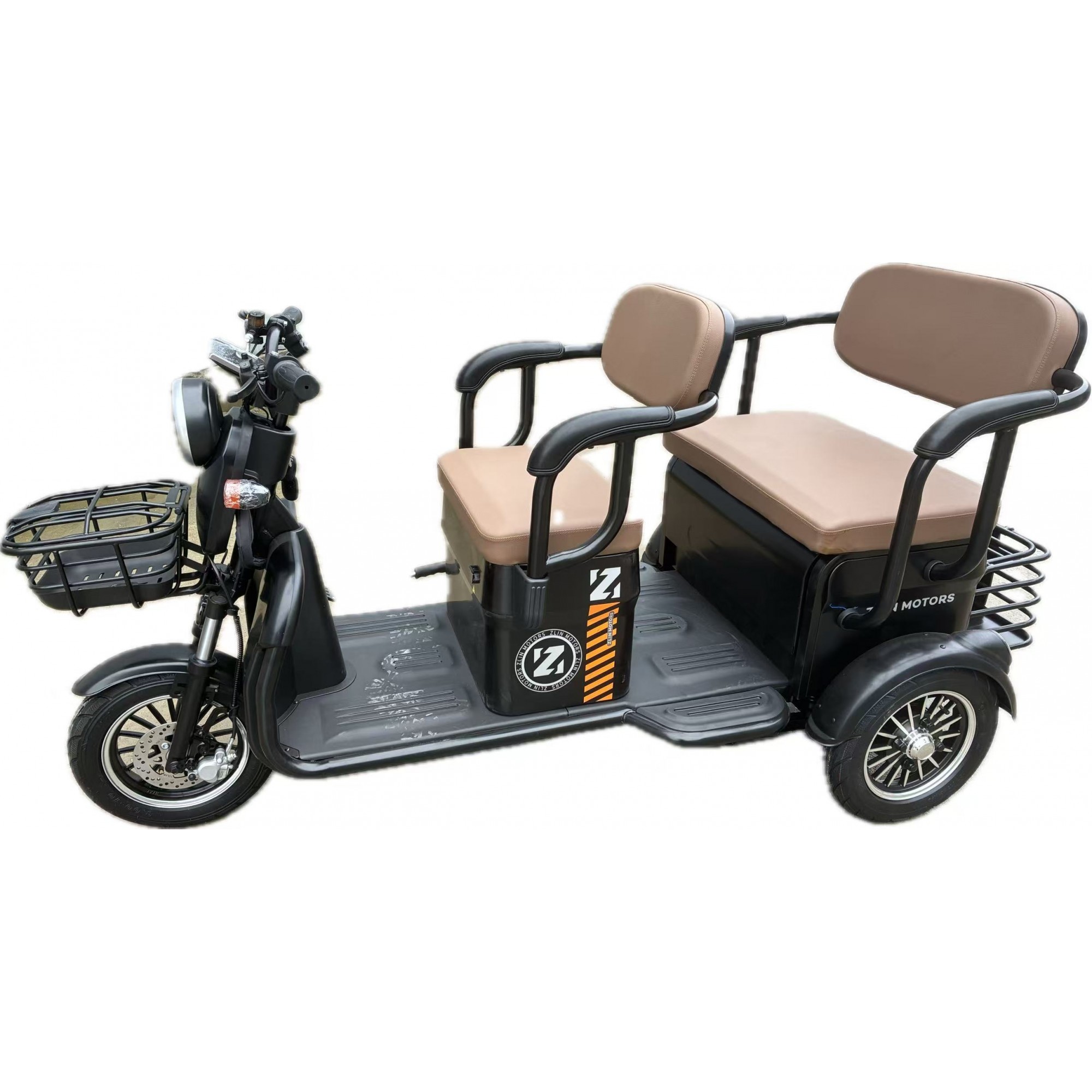 Triciclu Electric V6, Saige, Fara Permis, cu Doua Locuri, Motor 1800W, Baterie 72V24Ah, Autonomie 60km, 220x88x105 cm, Viteza Maxima 25km/h, Negru OldStyle