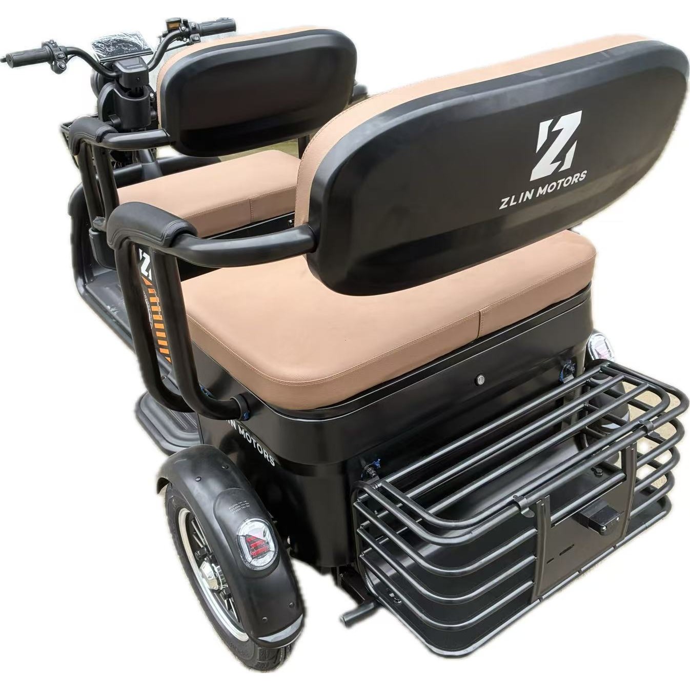 Triciclu Electric V6, Saige, Fara Permis, cu Doua Locuri, Motor 1800W, Baterie 72V24Ah, Autonomie 60km, 220x88x105 cm, Viteza Maxima 25km/h, Negru OldStyle