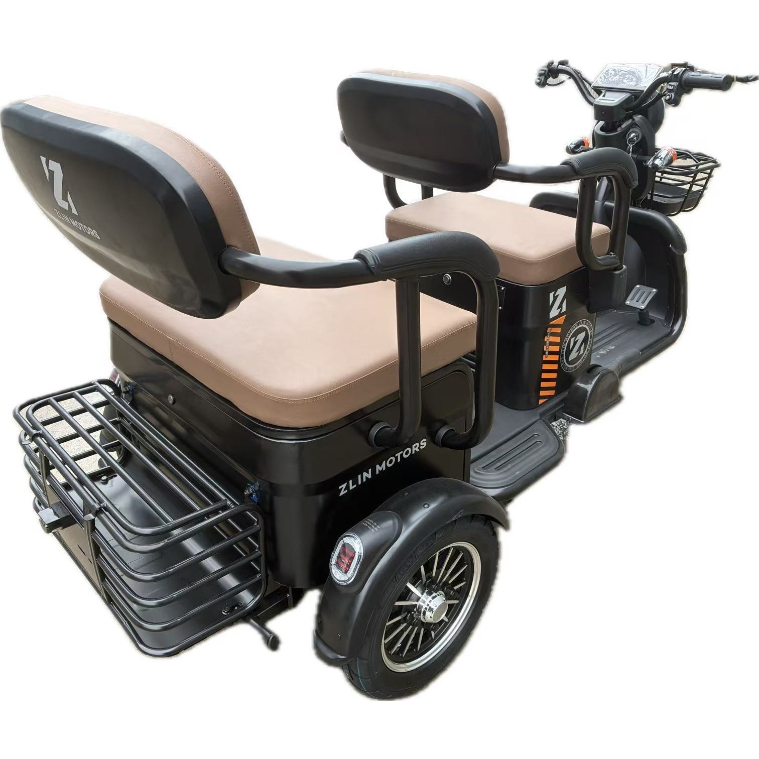 Triciclu Electric V6, Saige, Fara Permis, cu Doua Locuri, Motor 1800W, Baterie 72V24Ah, Autonomie 60km, 220x88x105 cm, Viteza Maxima 25km/h, Negru OldStyle