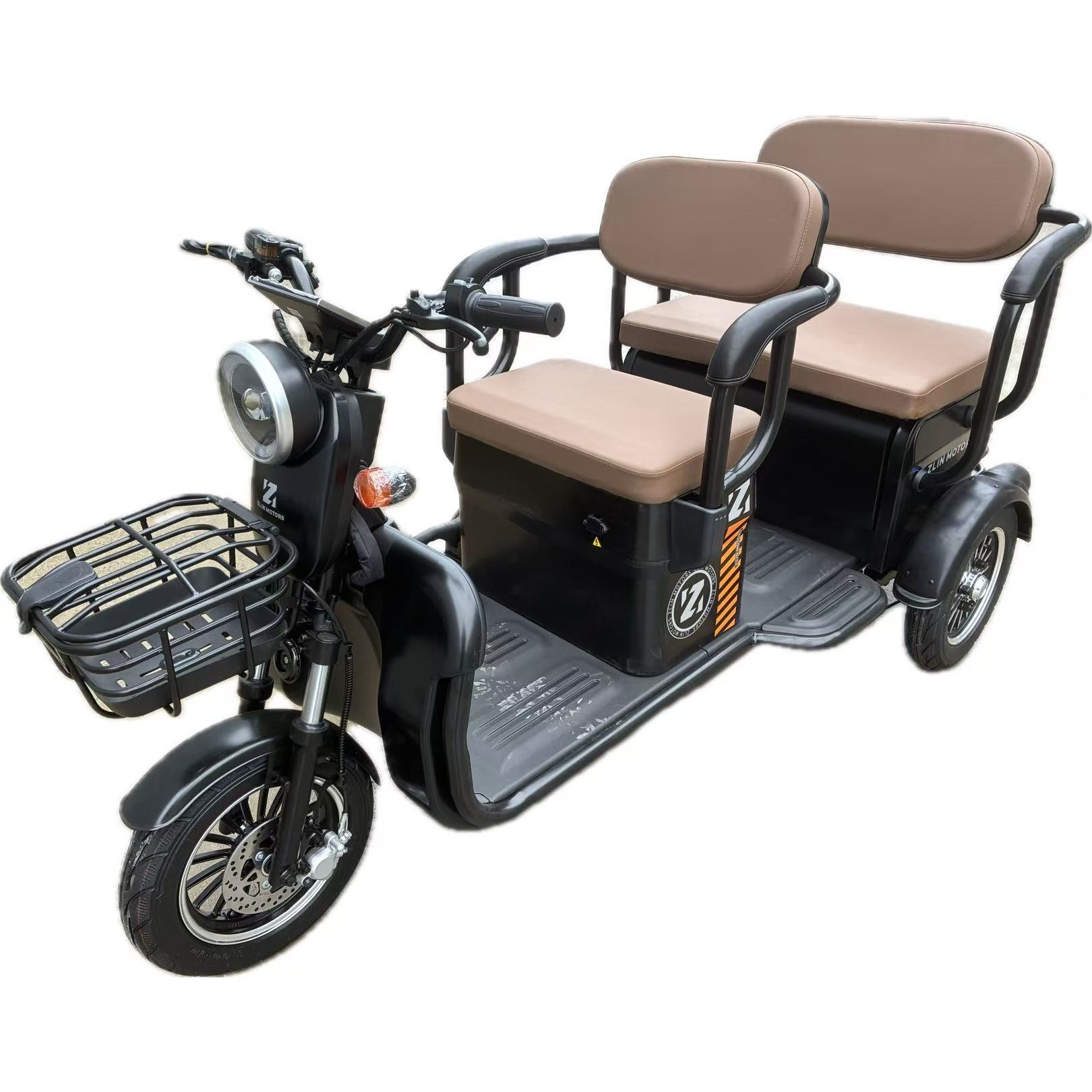 Triciclu Electric V6, Saige, Fara Permis, cu Doua Locuri, Motor 1800W, Baterie 72V24Ah, Autonomie 60km, 220x88x105 cm, Viteza Maxima 25km/h, Negru OldStyle