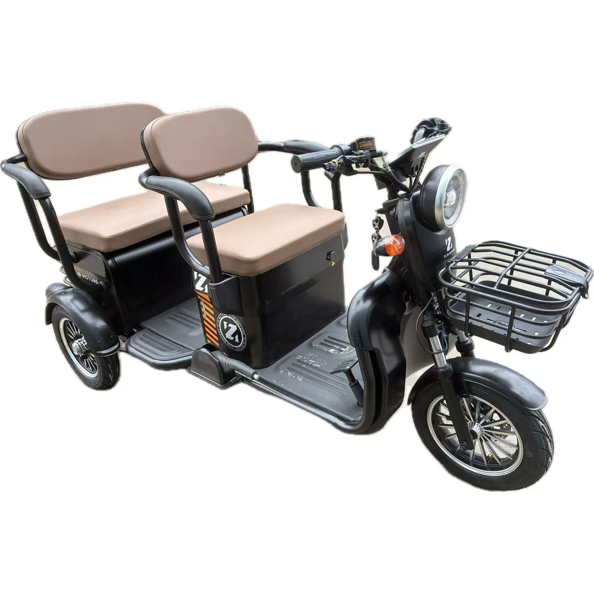 Triciclu Electric V6, Saige, Fara Permis, cu Doua Locuri, Motor 1800W, Baterie 72V24Ah, Autonomie 60km, 220x88x105 cm, Viteza Maxima 25km/h, Negru OldStyle