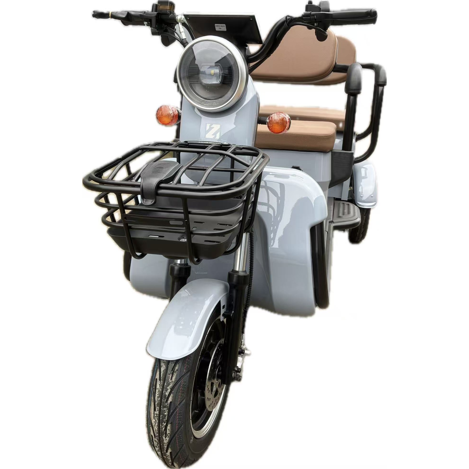 Triciclu Electric V6, Saige, Fara Permis, cu Doua Locuri, Motor 1800W, Baterie 72V24Ah, Autonomie 60km, 220x88x105 cm, Viteza Maxima 25km/h, Gri OldStyle