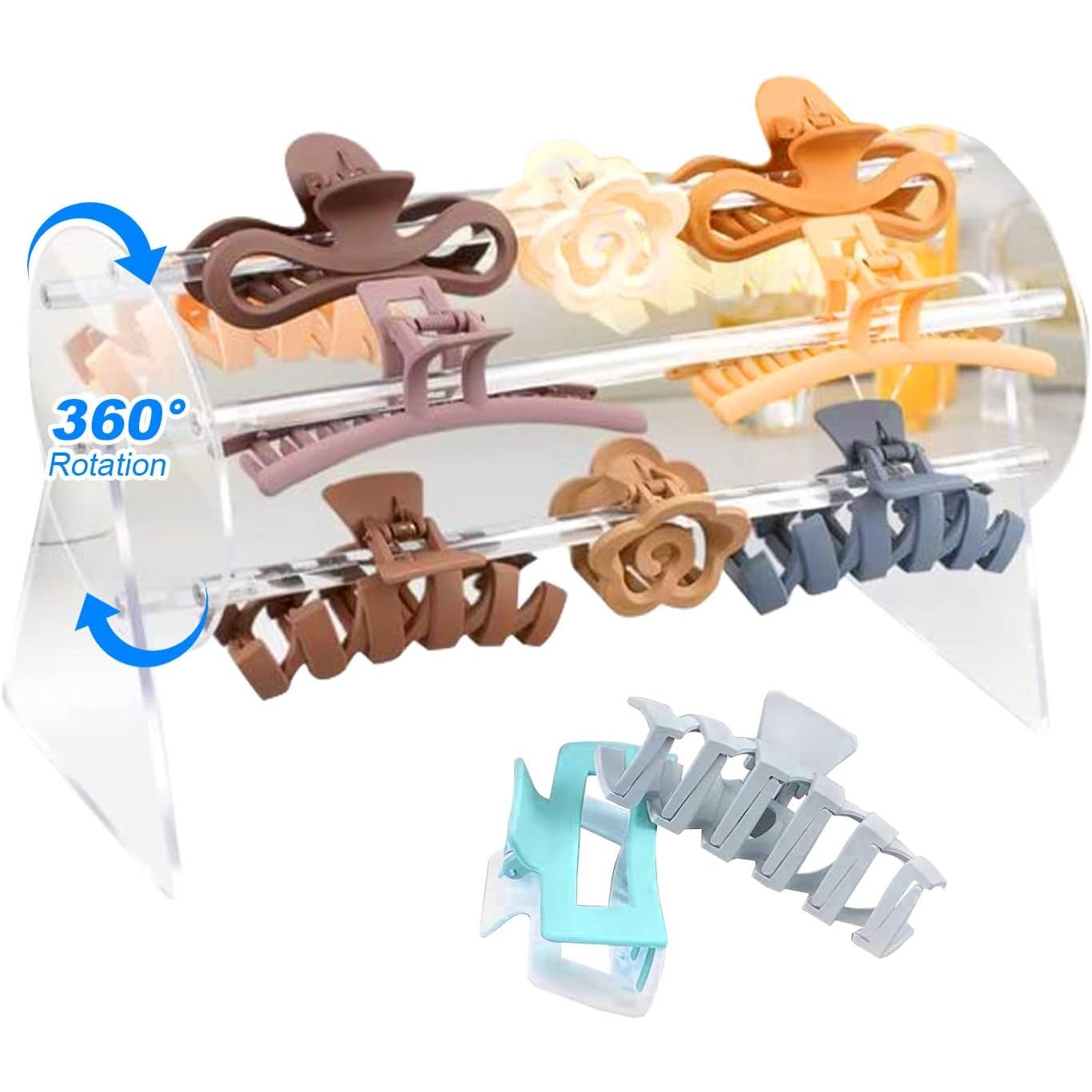 Organizator pentru Accesorii de Par, Flippy, Rotatie 360 Grade, din Plastic, 30 x 21 x 13 cm, Transparent