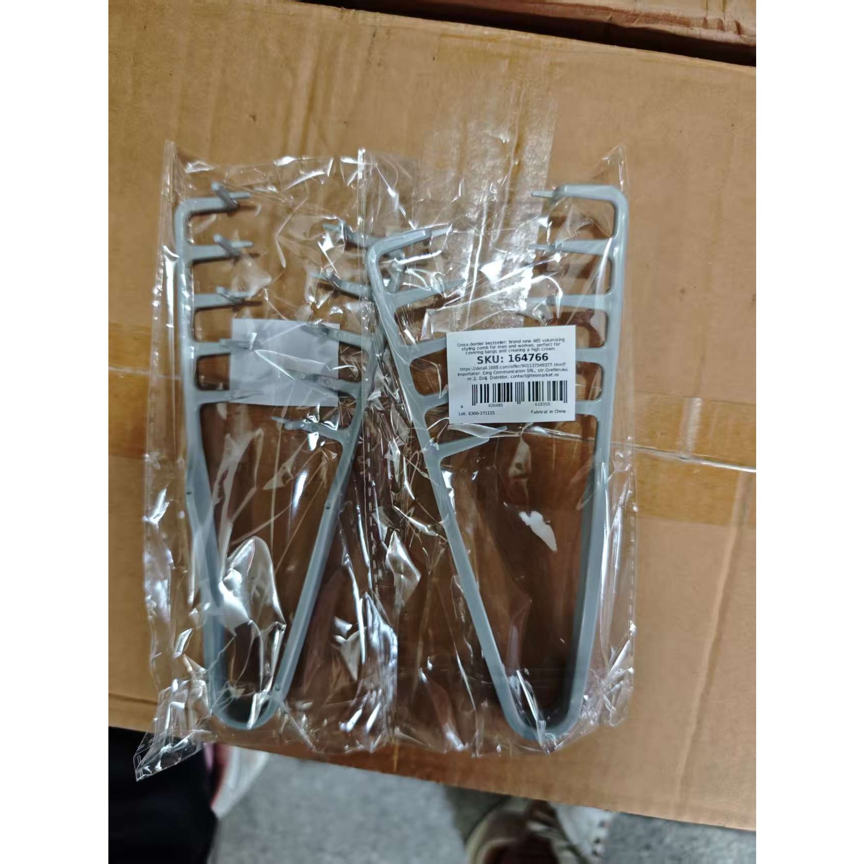 Pieptan de Volum, , din ABS, pentru Femei/Barbati, 19 x 9 cm, Gri 2