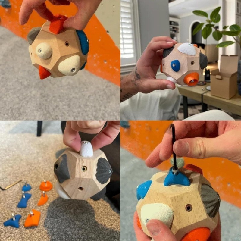 Bloc de Antrenat Forta Degetelor, Flippy, pentru Escaladat, din Lemn, 11 x 11 cm, Multicolor