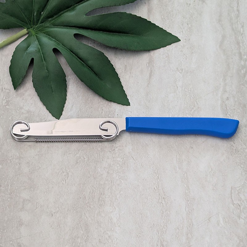 Cutit 2in1, Flippy, Feliere/Curatare, Grosime Feliere Reglabila, 22 cm, din Otel Inoxidabil, Albastru