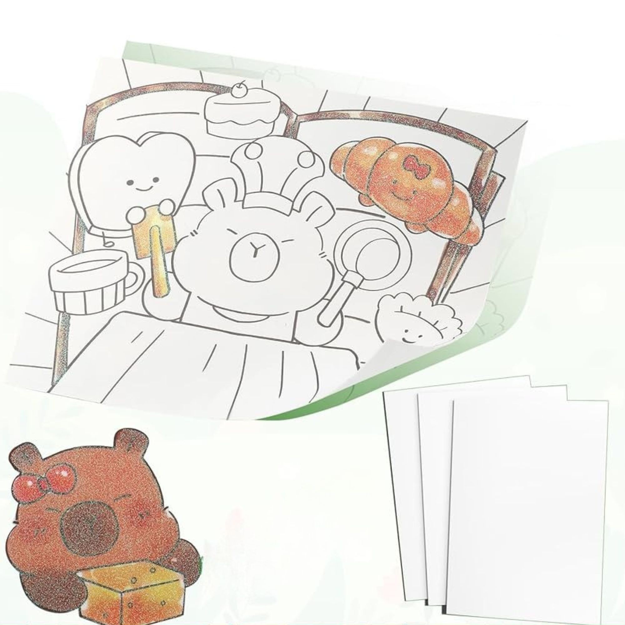 Carte de Colorat cu Acuarela, Flippy, Model Capibara, 20 Foi de Carton 200 gr, 12 Culori, 1 Pensula, 15.7 x 18.8 x 1.8 cm, Maro