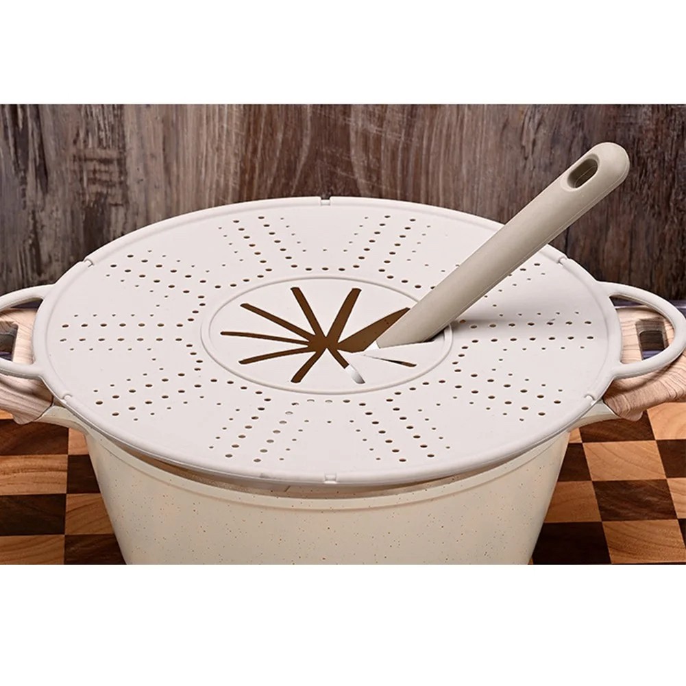 Capac Sita pentru Tigaie, Flippy, 28 inch, Capac din Silicon pentru Scuregere, Rezistent la Remperaturi ridicate, Anti-Stropire, Deflector de Ulei, Alb