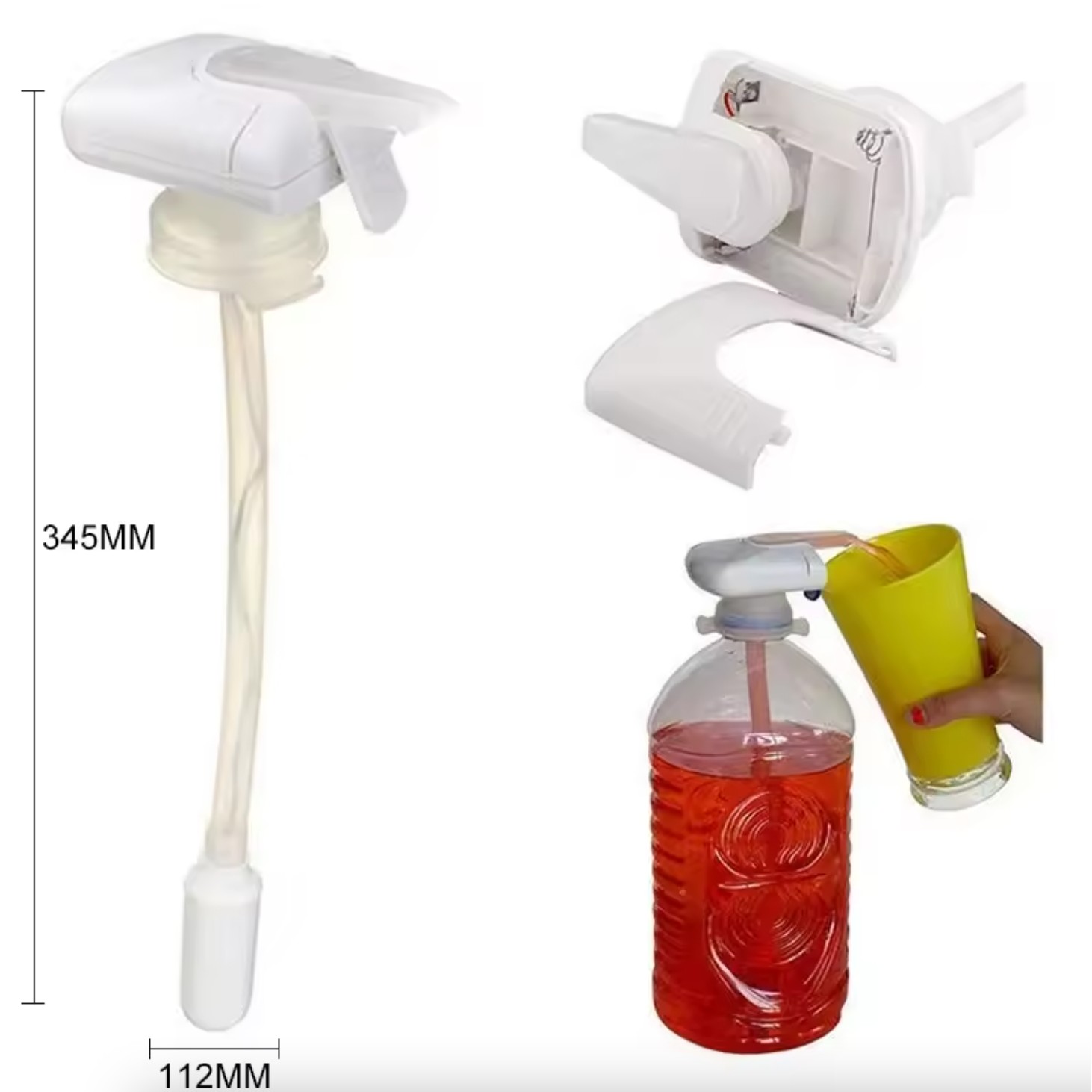 Dispenser Dozator Automat pentru Bauturi, Flippy, Dozator Electric Automat pentru Bidon de Apa, cu Baterii AA, 34 x 11 cm, Alb