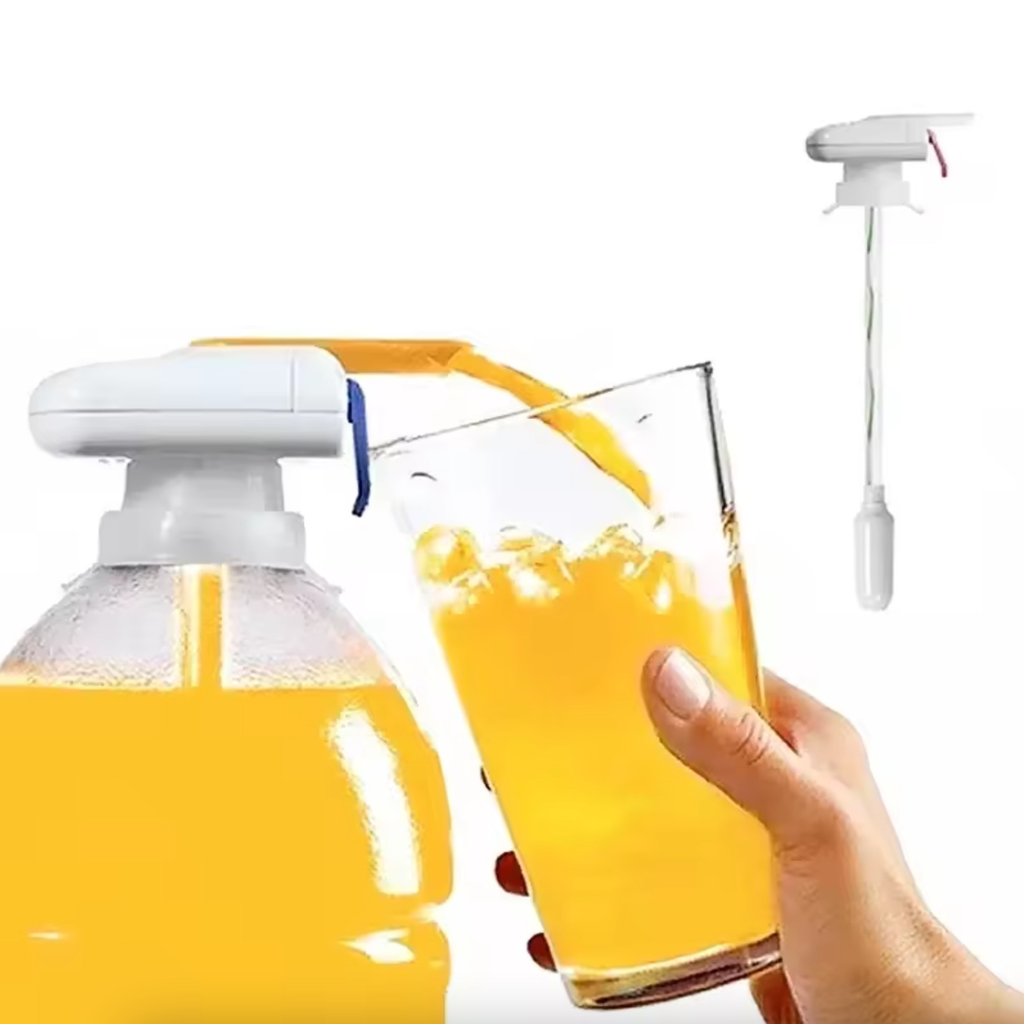 Dispenser Dozator Automat pentru Bauturi, Flippy, Dozator Electric Automat pentru Bidon de Apa, cu Baterii AA, 34 x 11 cm, Alb/Albastru