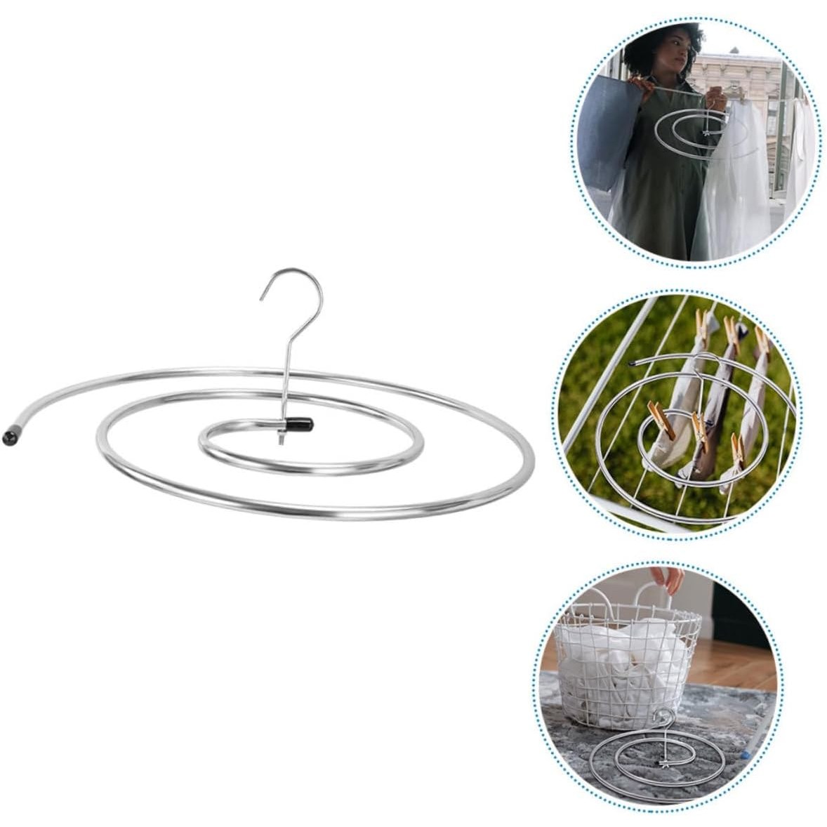 Uscator de Rufe Spiralat, Flippy, din Otel Inoxidabil de 10 mm, Detasabil, 40 x 43 x 18 cm, Argintiu