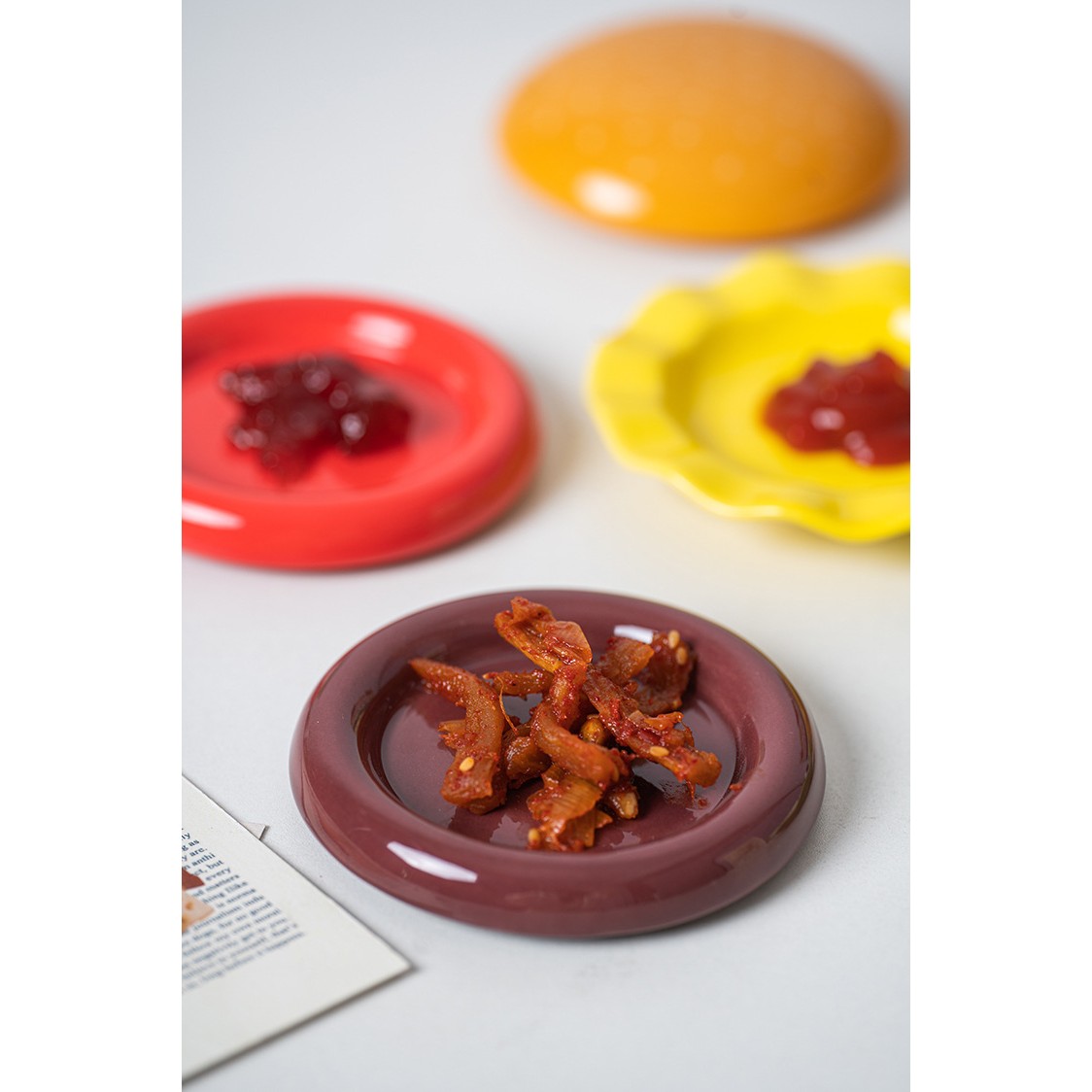 Set Farfurii Ceramice sub Forma de Burger, din Ceramica, pentru Sosuri si Gustari, Mini Farfurii Stivuibile, Multicolor