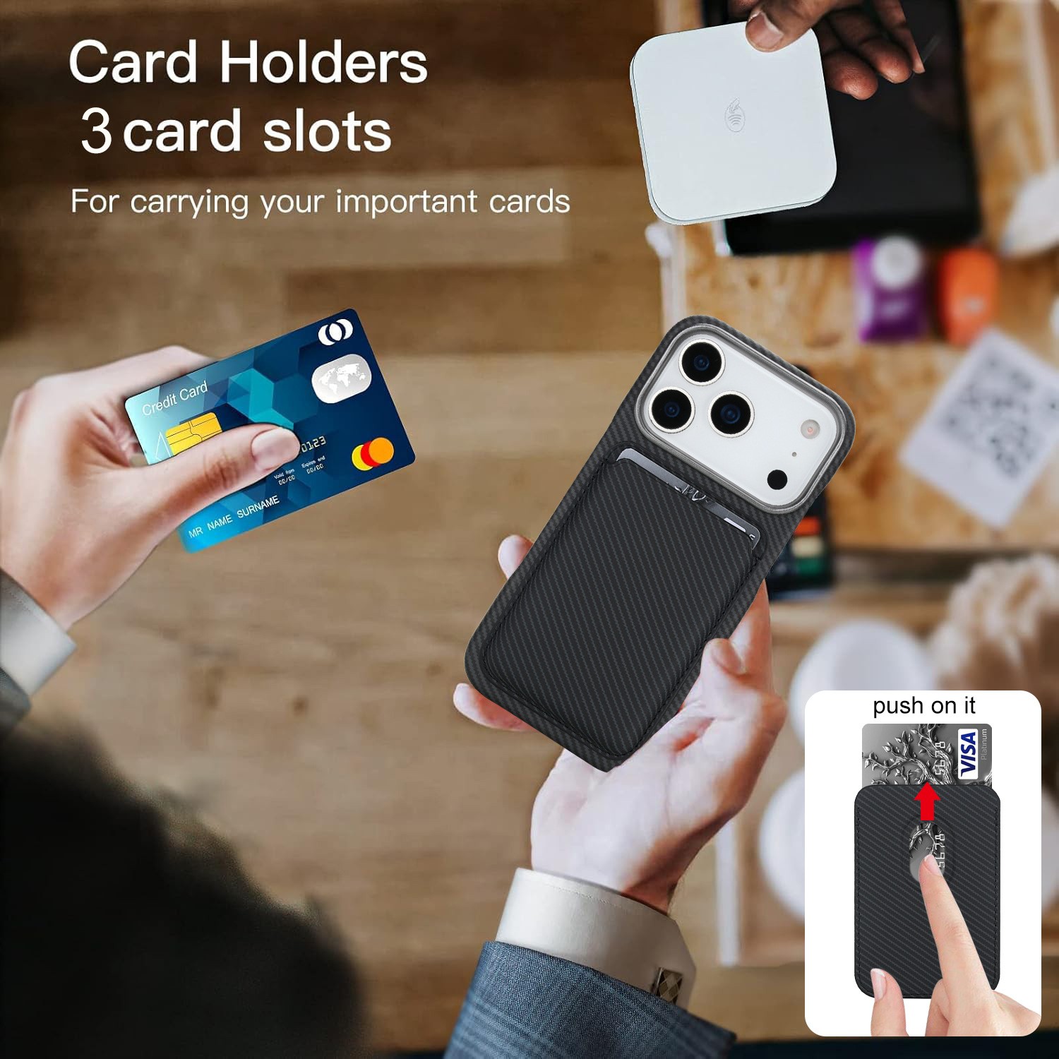 Husa Magsafe cu Suport Card, pentru iPhone 17 Pro, Flippy, Mov