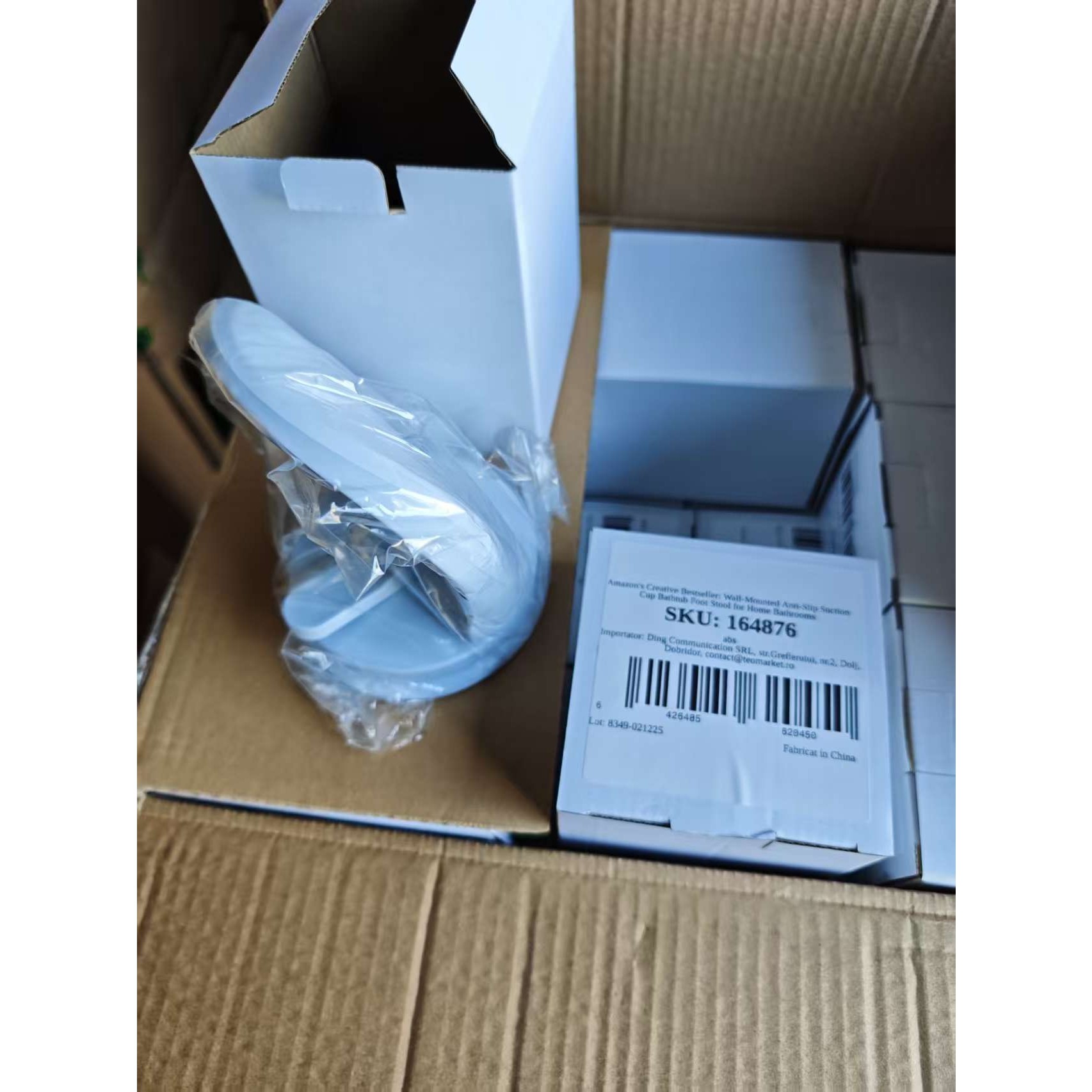 Suport de Picior, Flippy, pentru Baie, cu Ventuza, din PP si PVC, Antiderapant, 11.5 x 15 cm, Alb