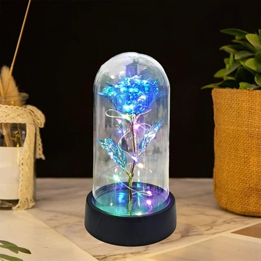 Trandafir in Cupola, Flippy, cu Lumina Led Multicolora, Baterii, 8.5 x 15 cm, Albastru