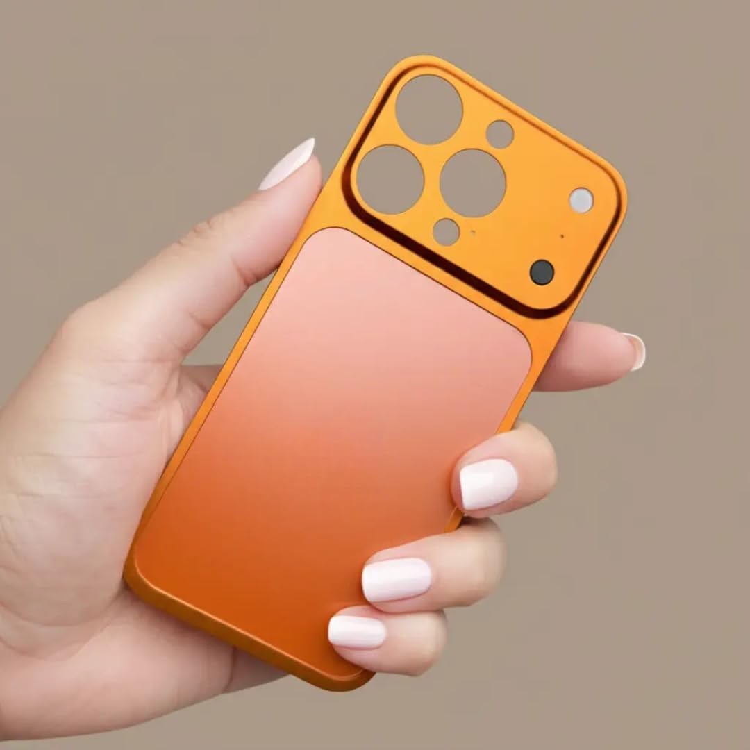 Carcasa Metalica, Flippy, Compatibila Apple iPhone 16 Pro, Creeaza Aspect de iPhone 17 Pro, Unibody Mat, Rezistenta la Zgarieturi, Portocaliu