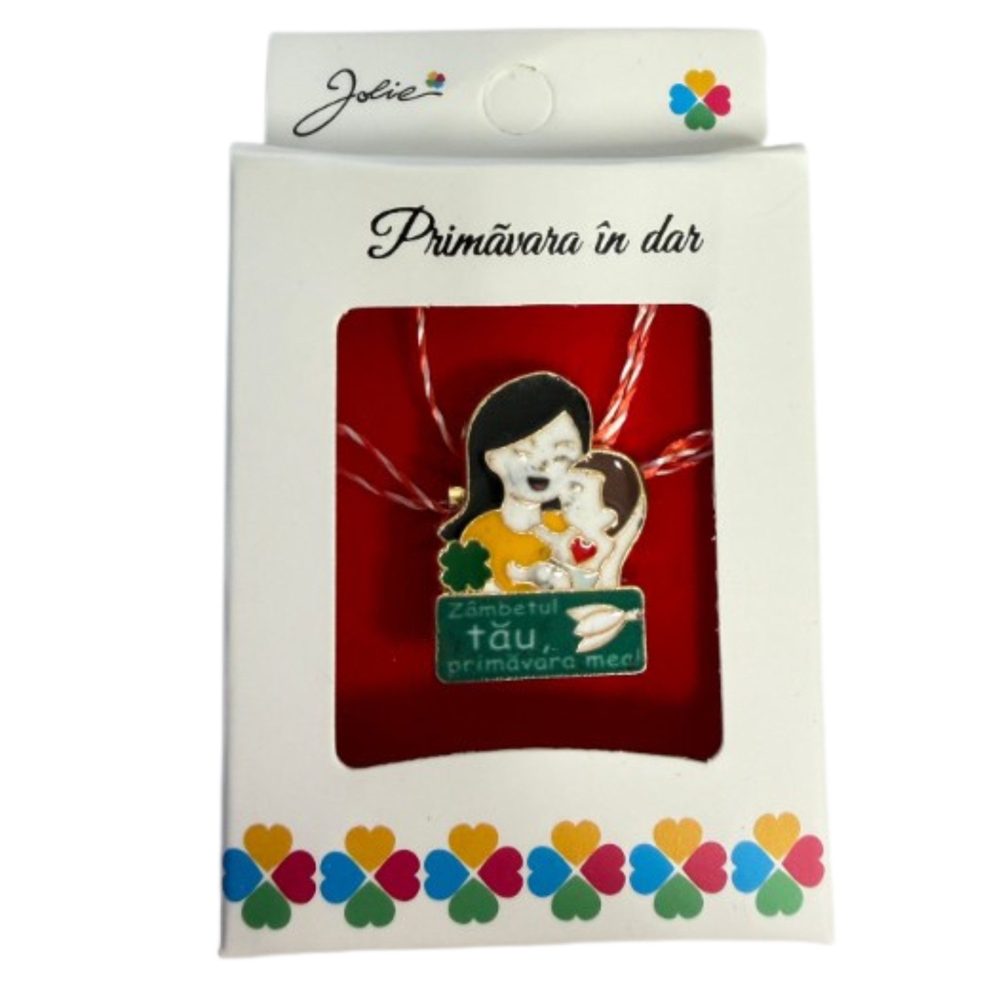 Martisor Brosa Mica in Cutie, Jolie, Design cu Mesaj, Dimensiune 2.5-3 cm, Material Metal, Model Mama si Fiul