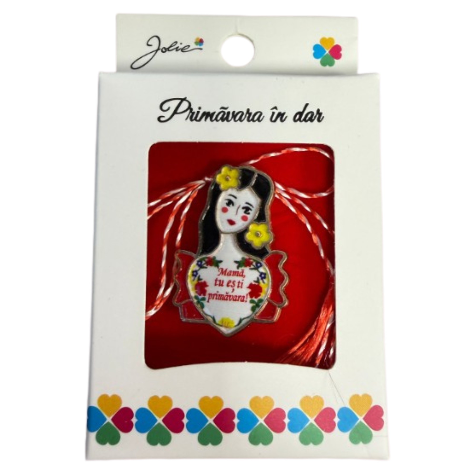 Martisor Brosa Mica in Cutie, Jolie, Design cu Mesaj, Material Metal, Dimensiune 2.5-3 cm, Model Traditional Mama