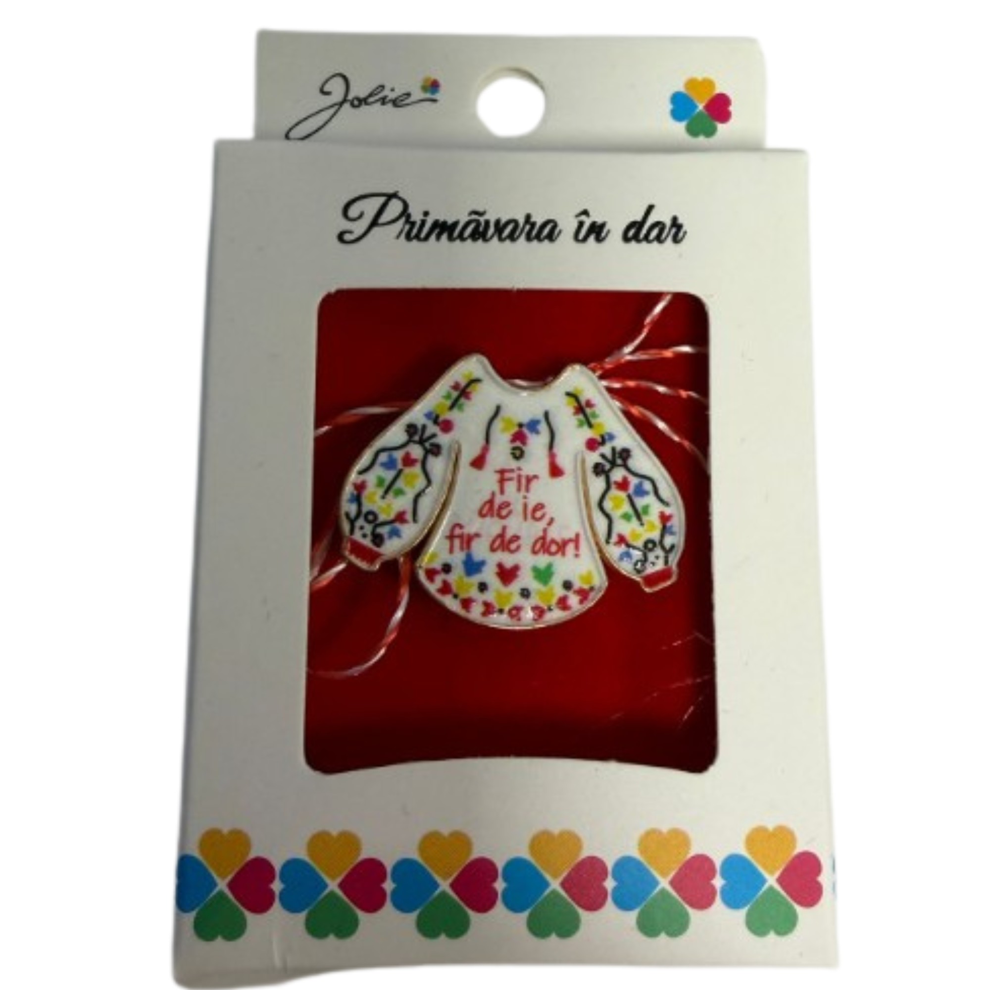 Martisor Brosa Mica in Cutie, Jolie, Design cu Mesaj, Dimensiune 2.5-3 cm, Material Metal, Model Ie Traditionala