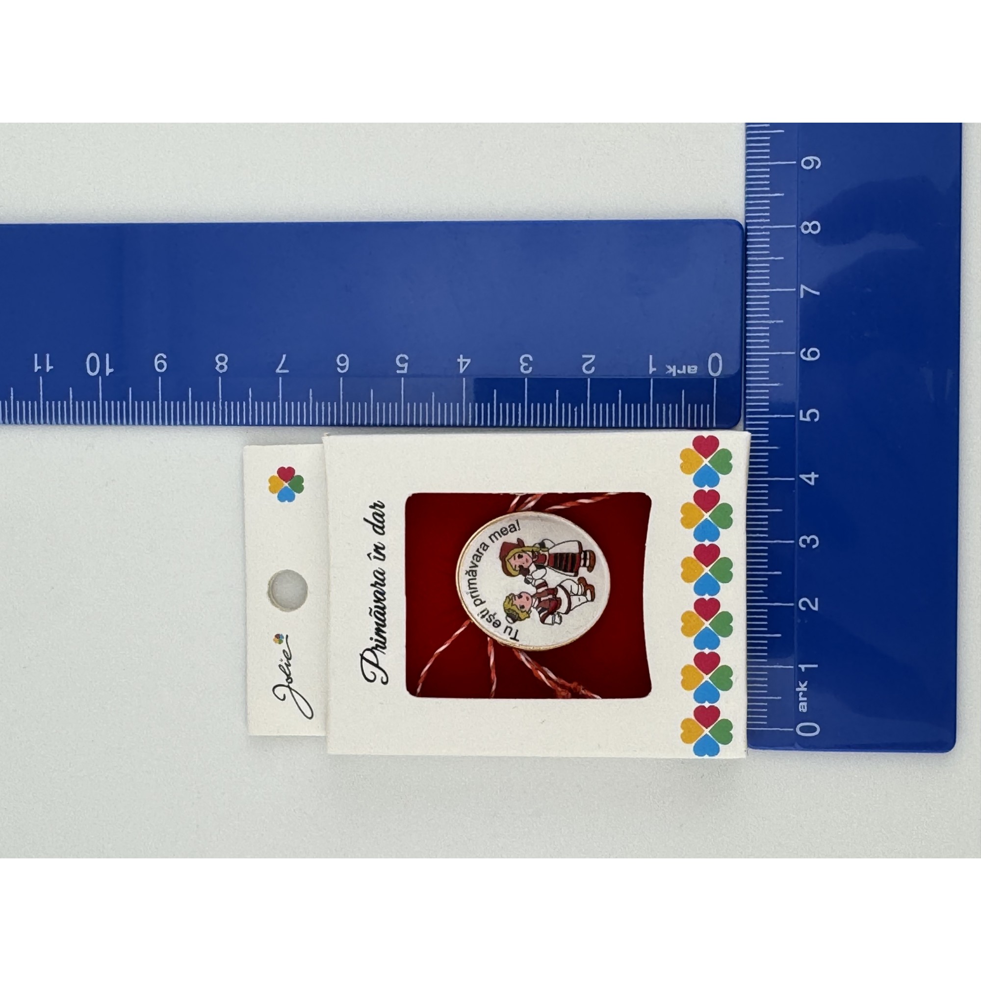 Martisor Brosa Mica in Cutie, Jolie, Design cu Mesaj, Material Metal, Dimensiune 2.5-3 cm, Model Traditional Fata si Baiat