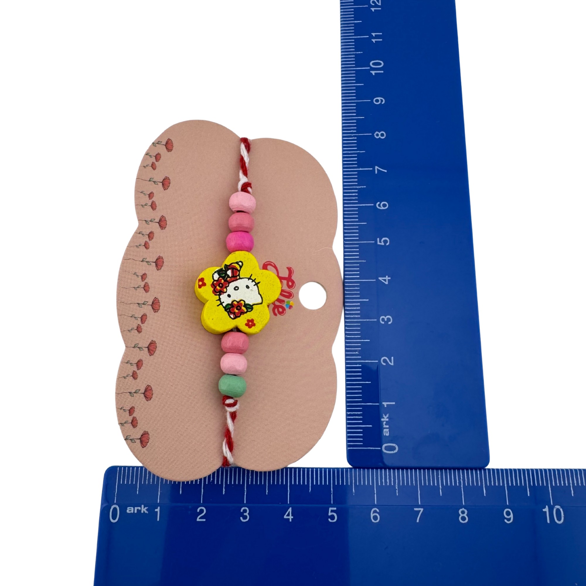 Martisor Bratara Multicolora pentru Copii, Jolie, din Lemn si Textil, Model Pisica