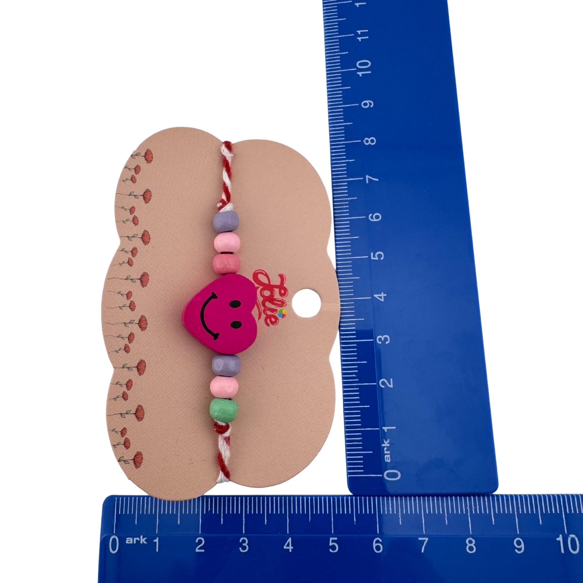 Martisor Bratara Multicolora pentru Copii, Jolie, din Lemn si Textil, Model Inima