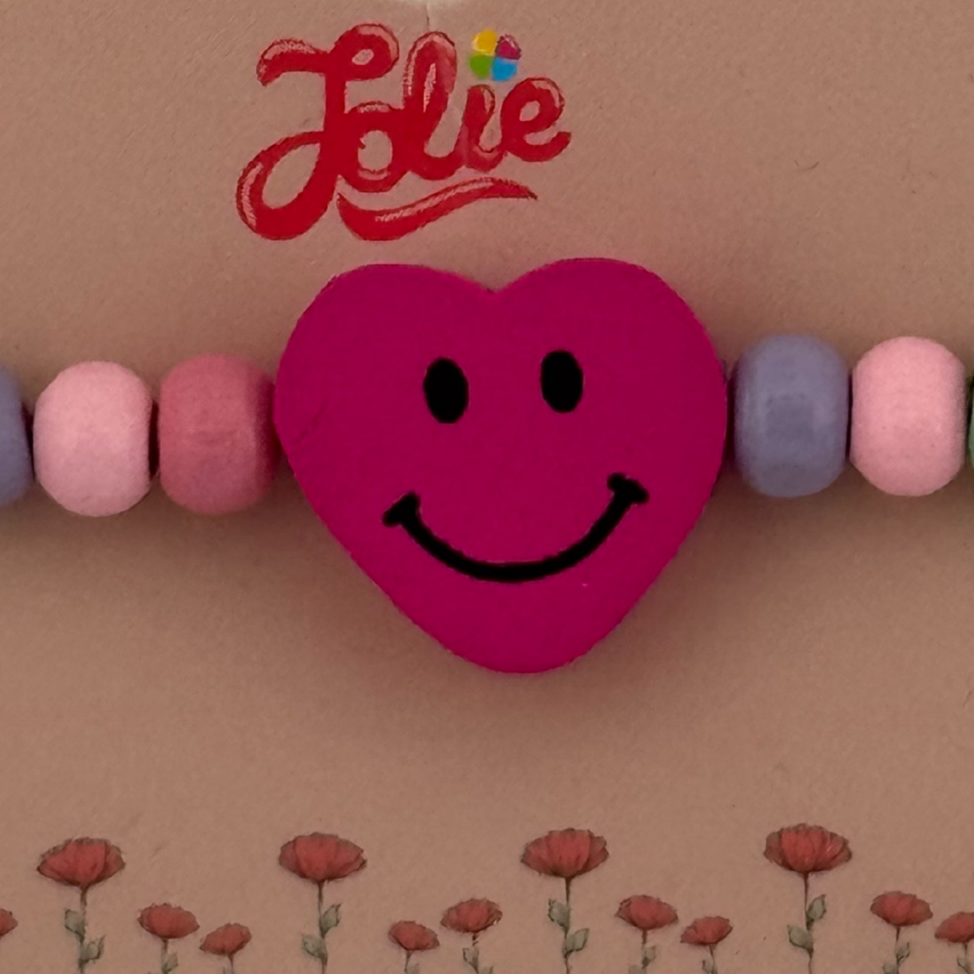 Martisor Bratara Multicolora pentru Copii, Jolie, din Lemn si Textil, Model Inima