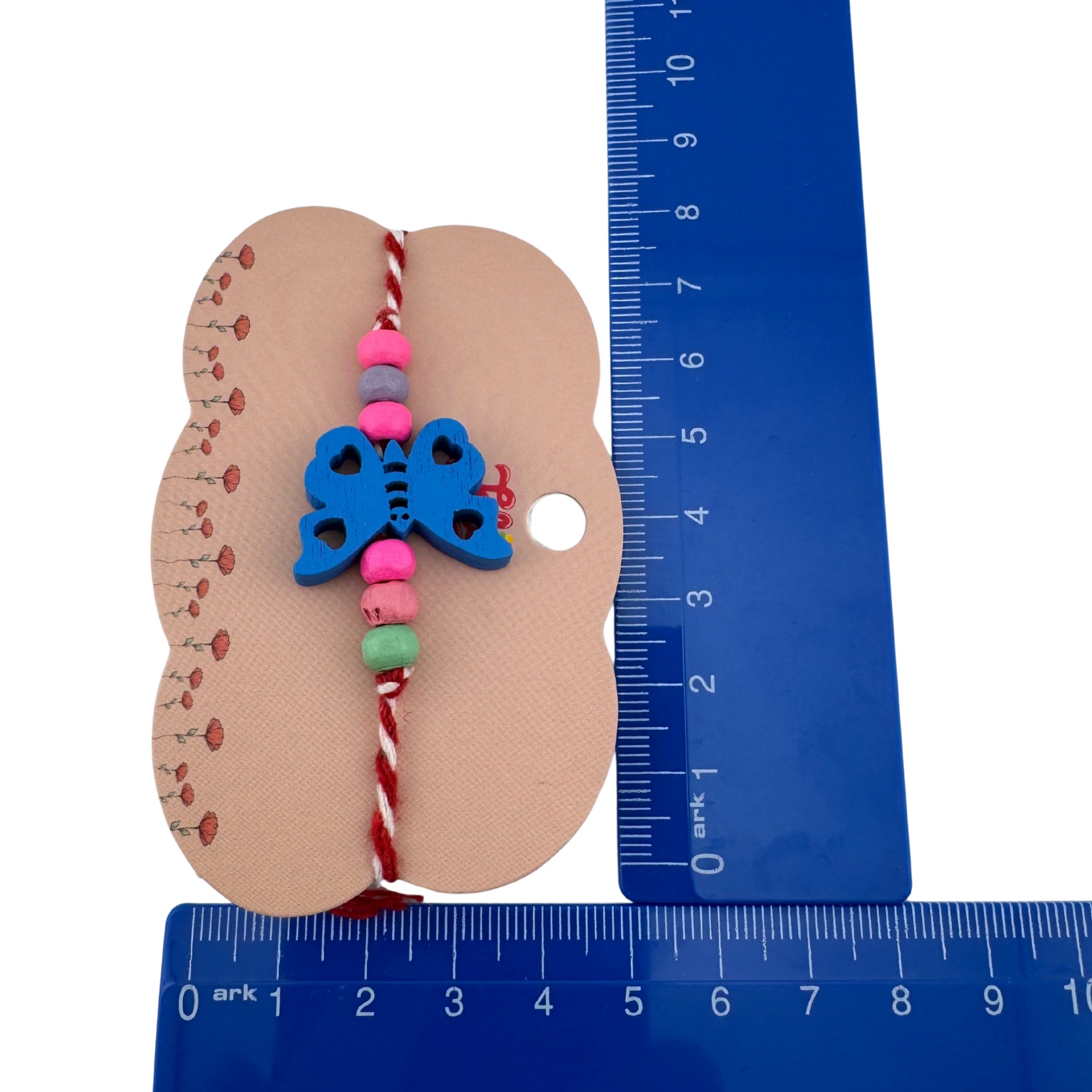 Martisor Bratara Multicolora pentru Copii, Jolie, din Lemn si Textil, Model Fluture