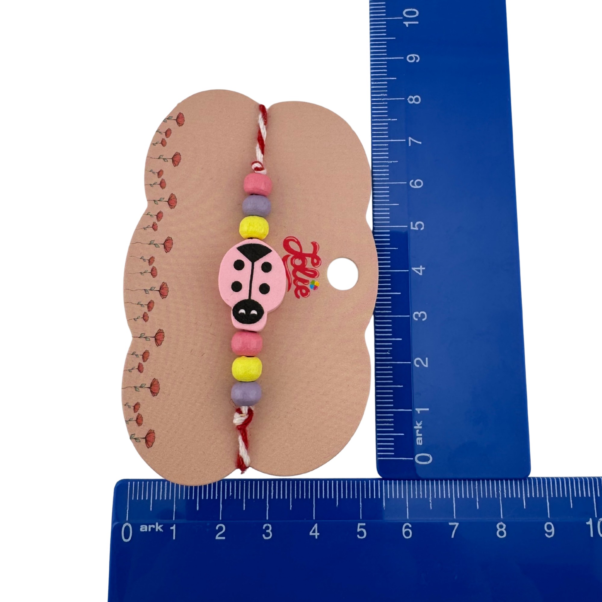 Martisor Bratara Multicolora pentru Copii, Jolie, din Lemn si Textil, Model Buburuza