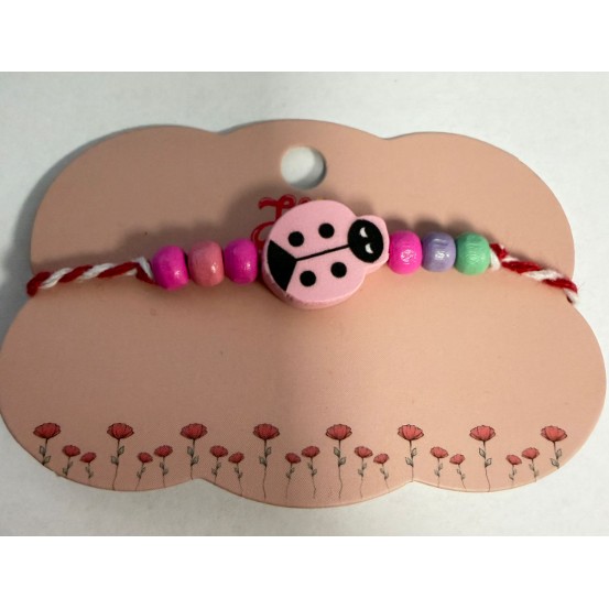 Martisor Bratara Multicolora pentru Copii, din Lemn si Textil, Model 18