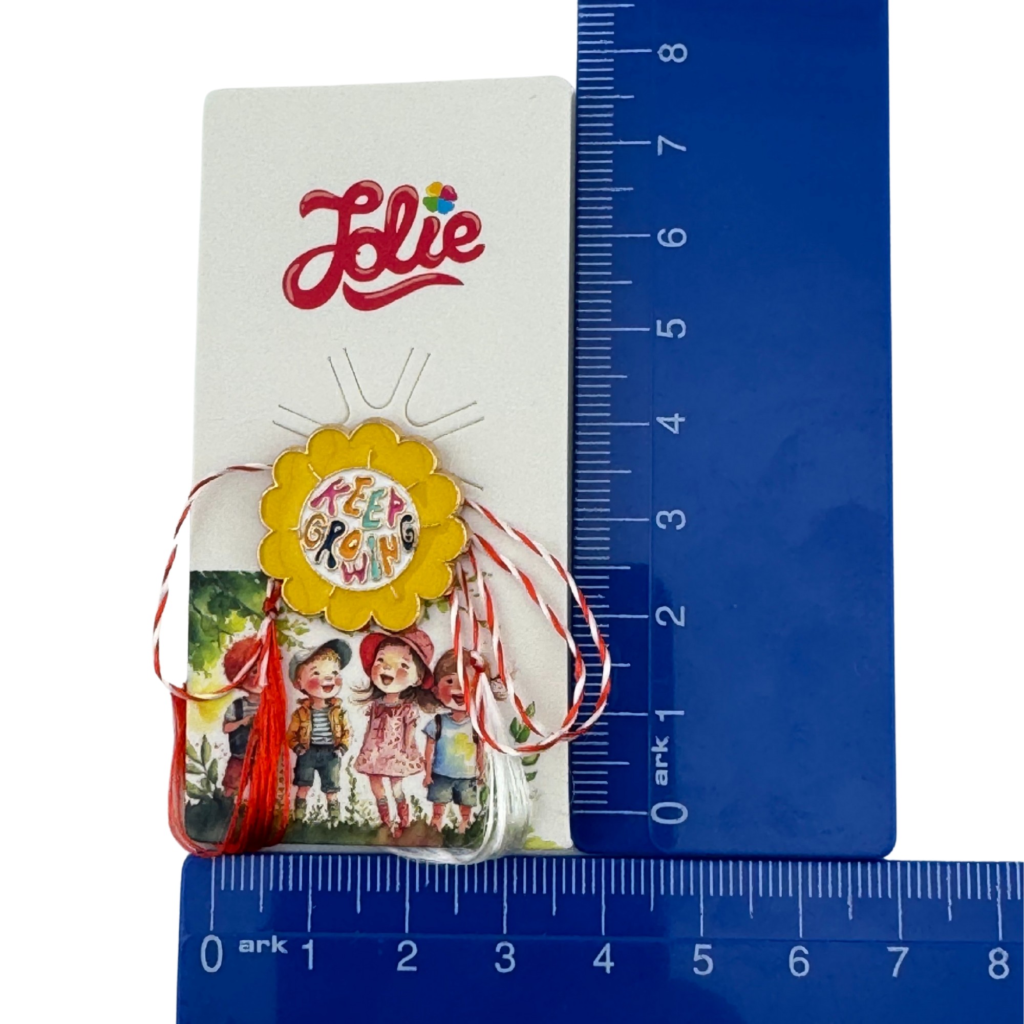 Martisor pentru copii, Jolie, Material Metal, Ambalaj Carton cu Design, Dimensiune Brosa Aproximativ 2x2 cm, Multicolor, cu Mesaj, Model Soare