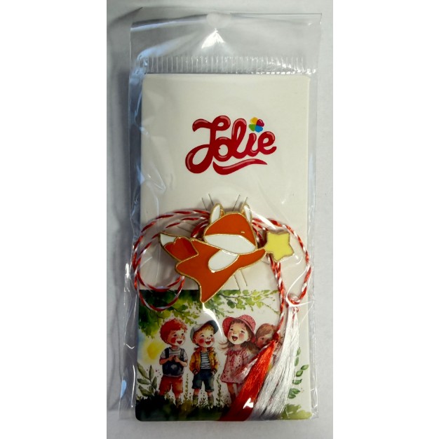 Martisor pentru copii, Brosa, Material Metal, Ambalaj Carton cu Design, Deimensiune Brosa Aproximativ 2 x 2 cm, Multicolor, Model 51